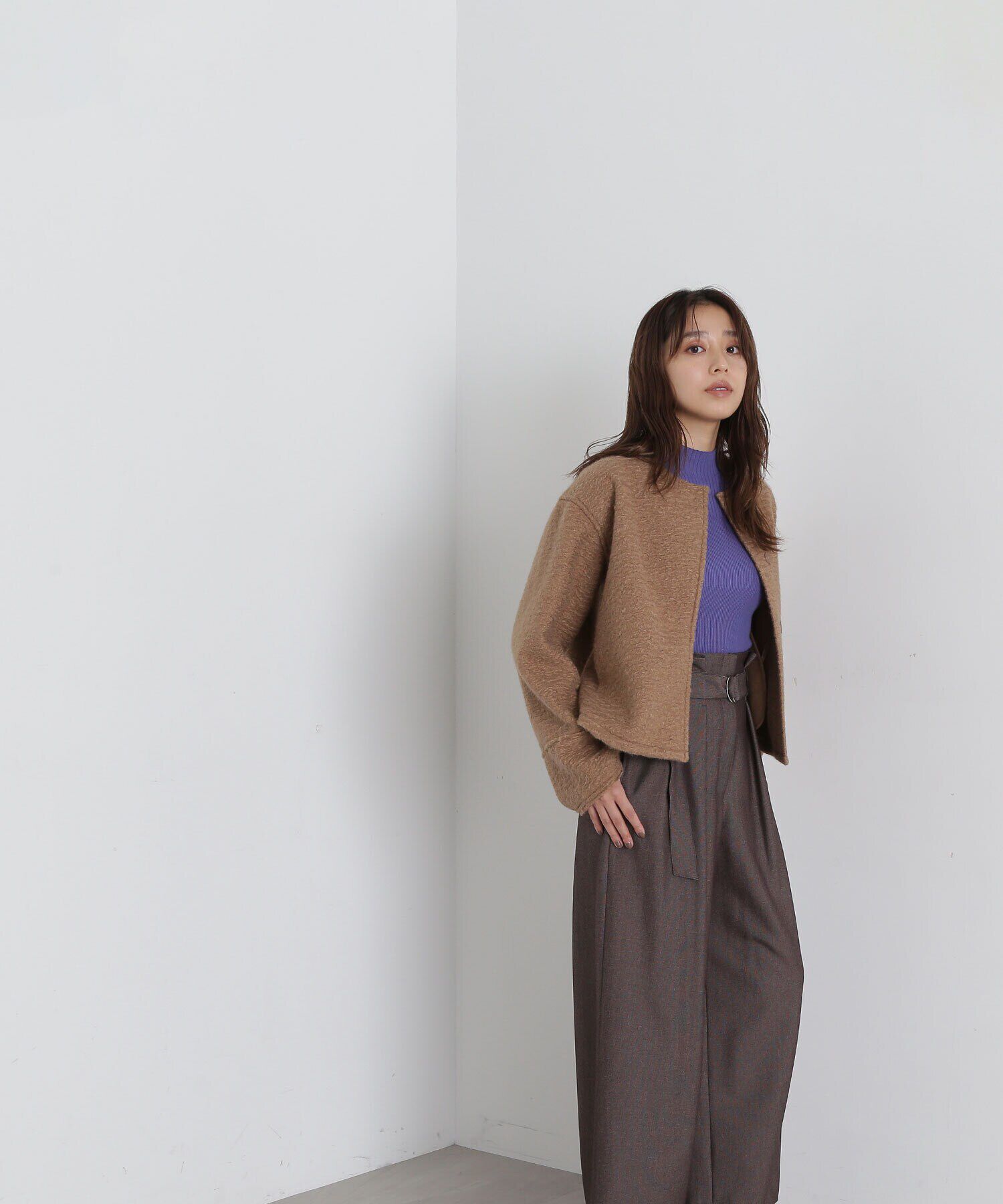  「ノーカラーウェーブシャギーブルゾン　24AW」|ブルゾン・スタジャン|