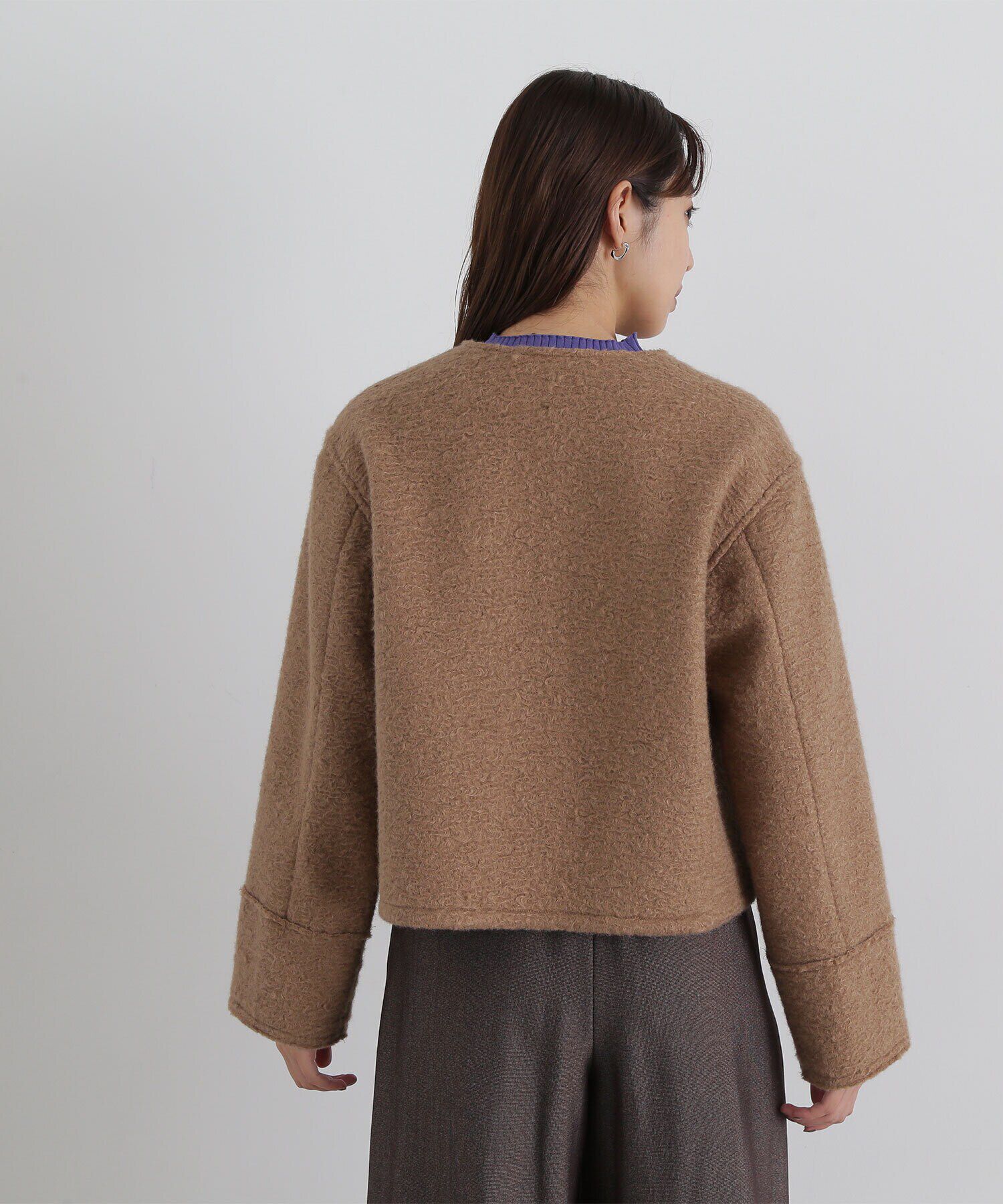  「ノーカラーウェーブシャギーブルゾン　24AW」|ブルゾン・スタジャン|