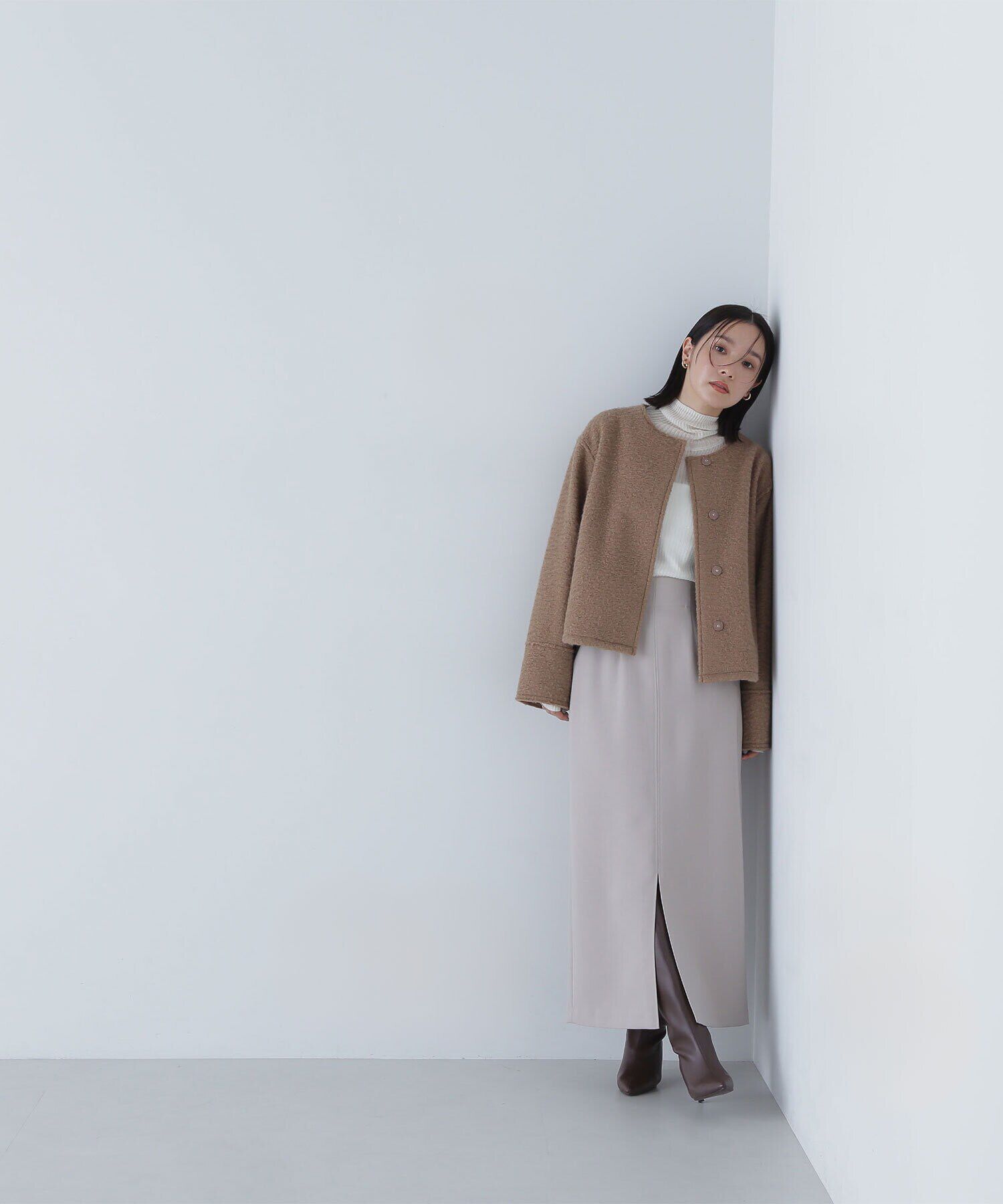  「ノーカラーウェーブシャギーブルゾン　24AW」|ブルゾン・スタジャン|