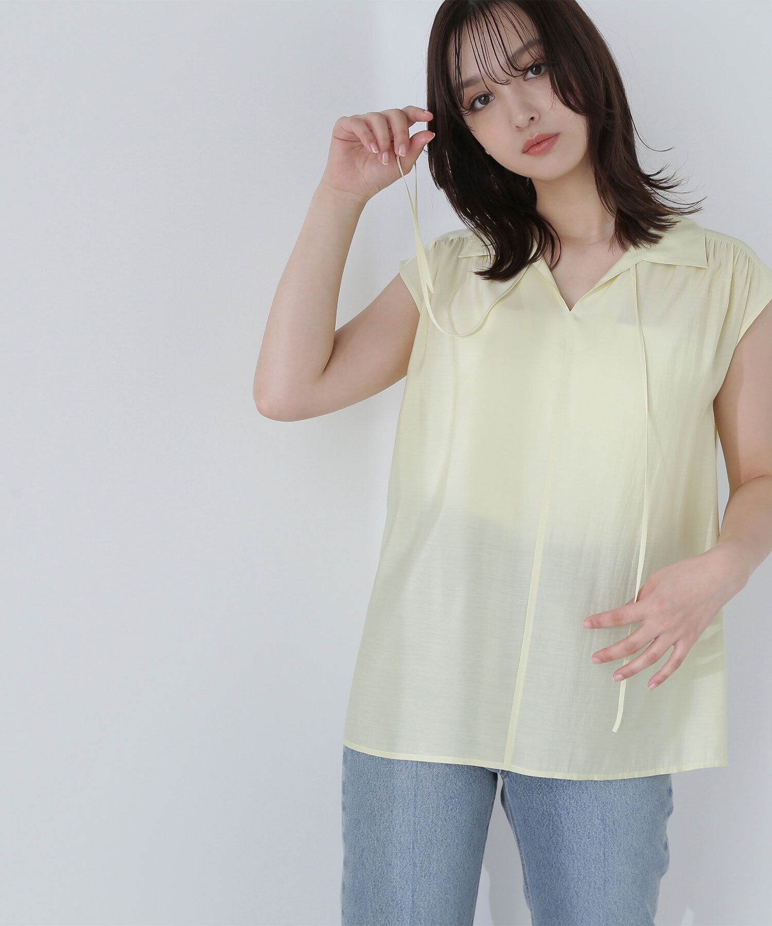  「ナローリボンスキッパーブラウス」|シャツ・ブラウス|クリームイエ
