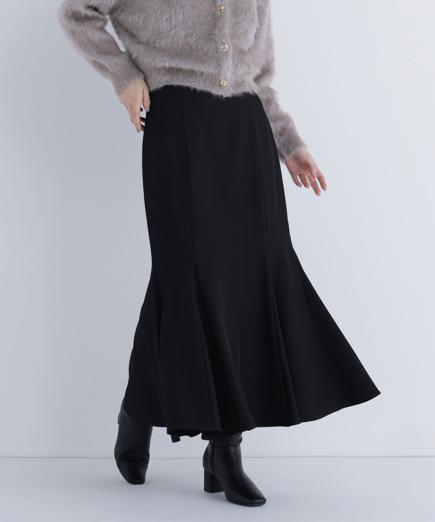  「ヘム切替マーメイドスカート」|スカート|ブラック