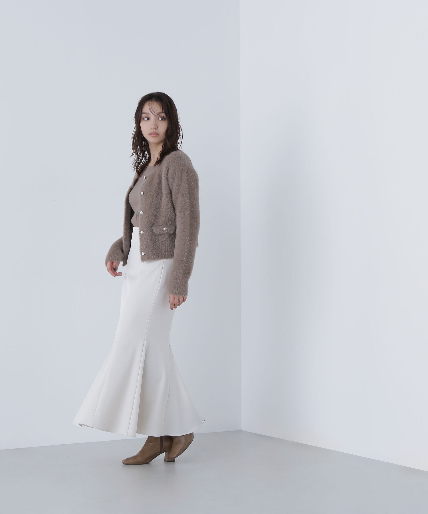  「ヘム切替マーメイドスカート」|スカート|エクリュ1