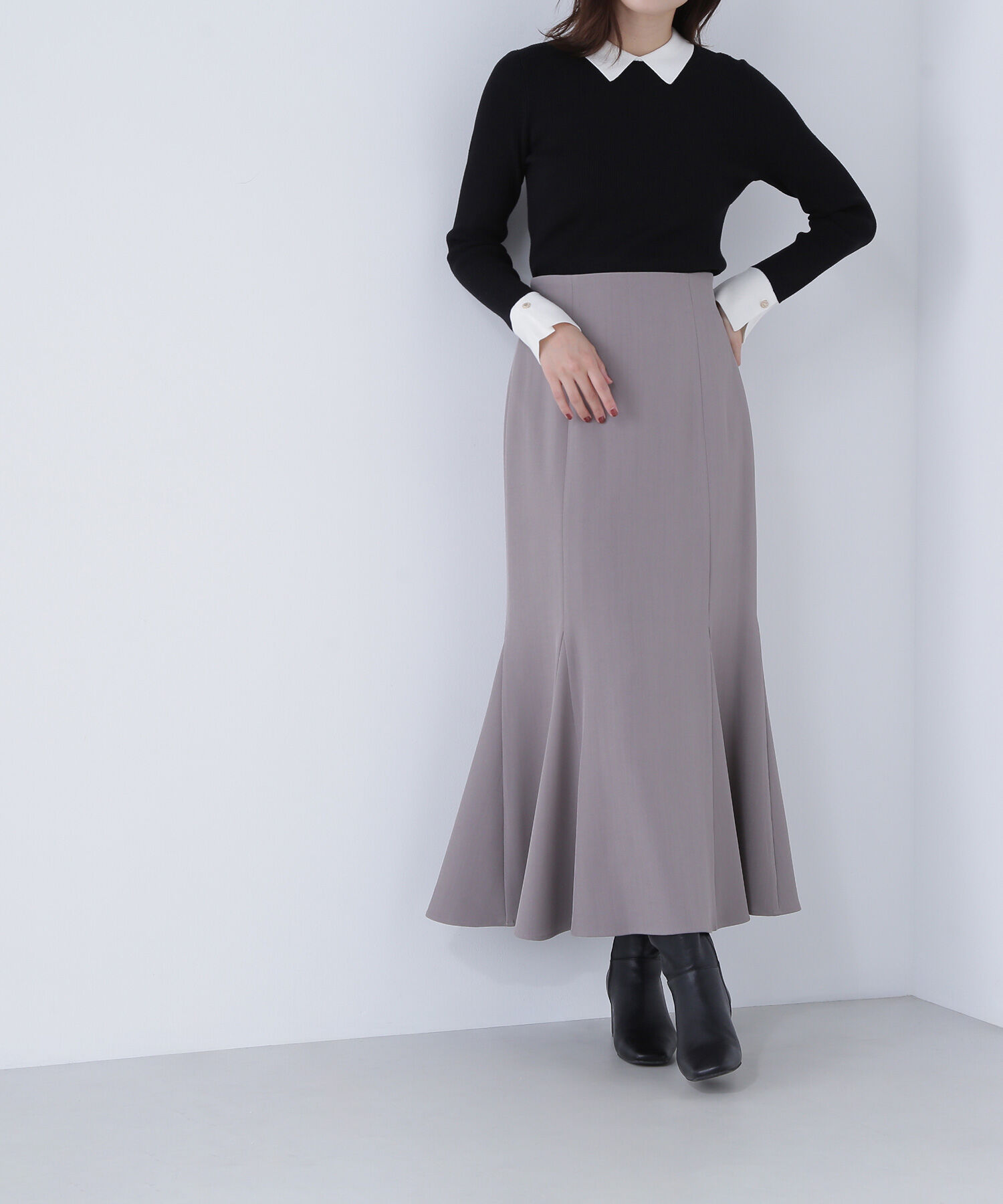  「ヘム切替マーメイドスカート」|スカート|モカ