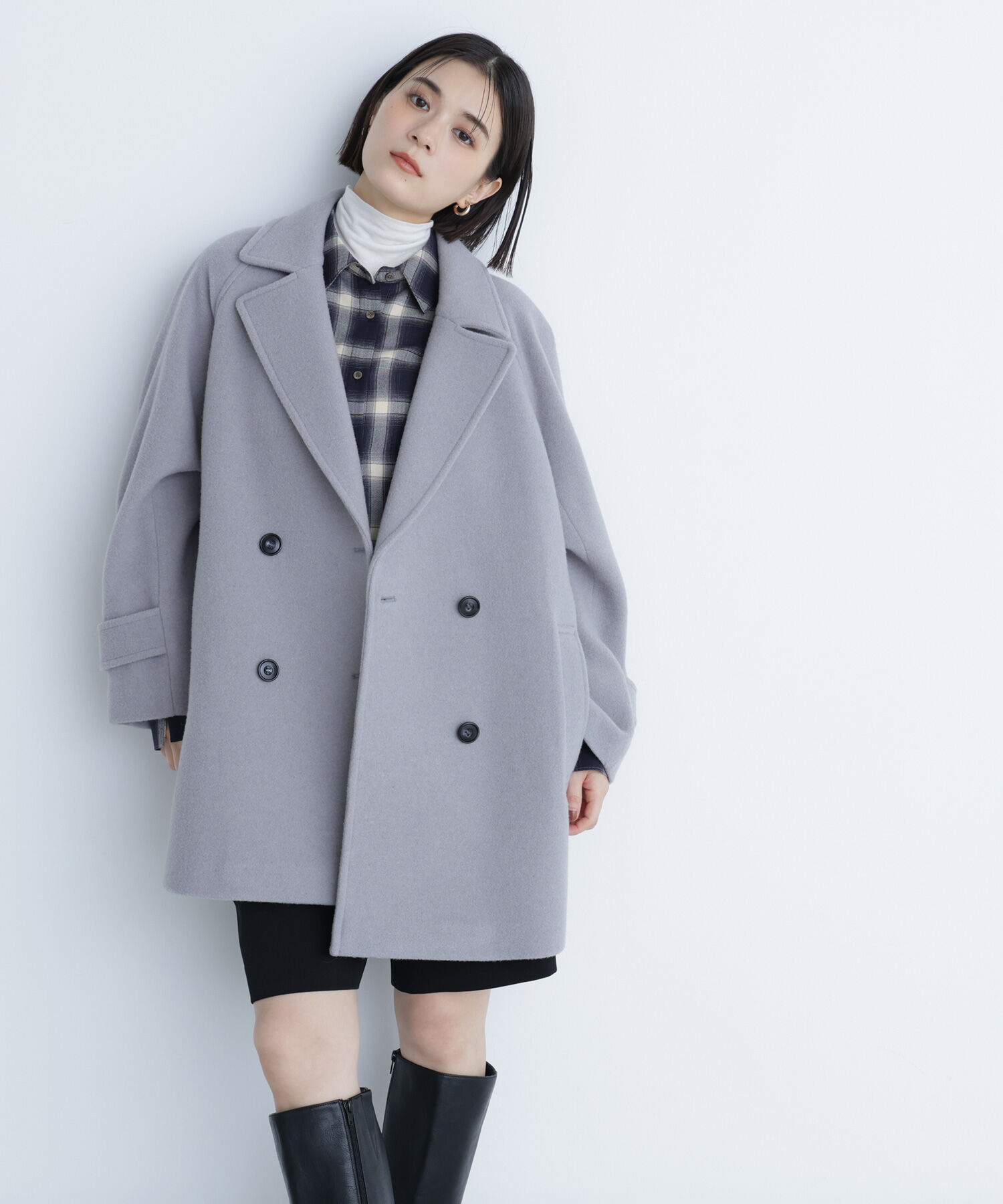  「ダブルブレストフォルムミドルコート」|ブルゾン・スタジャン|