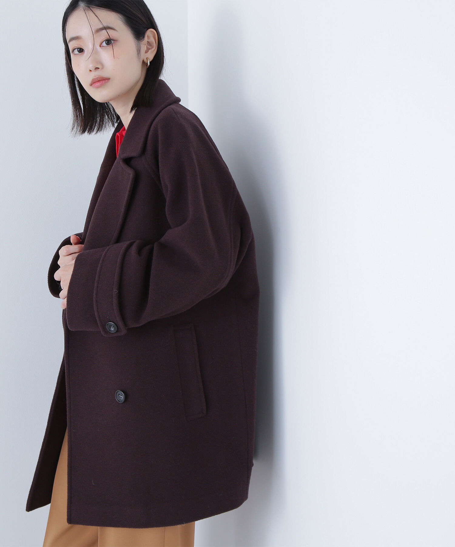  「ダブルブレストフォルムミドルコート」|ブルゾン・スタジャン|