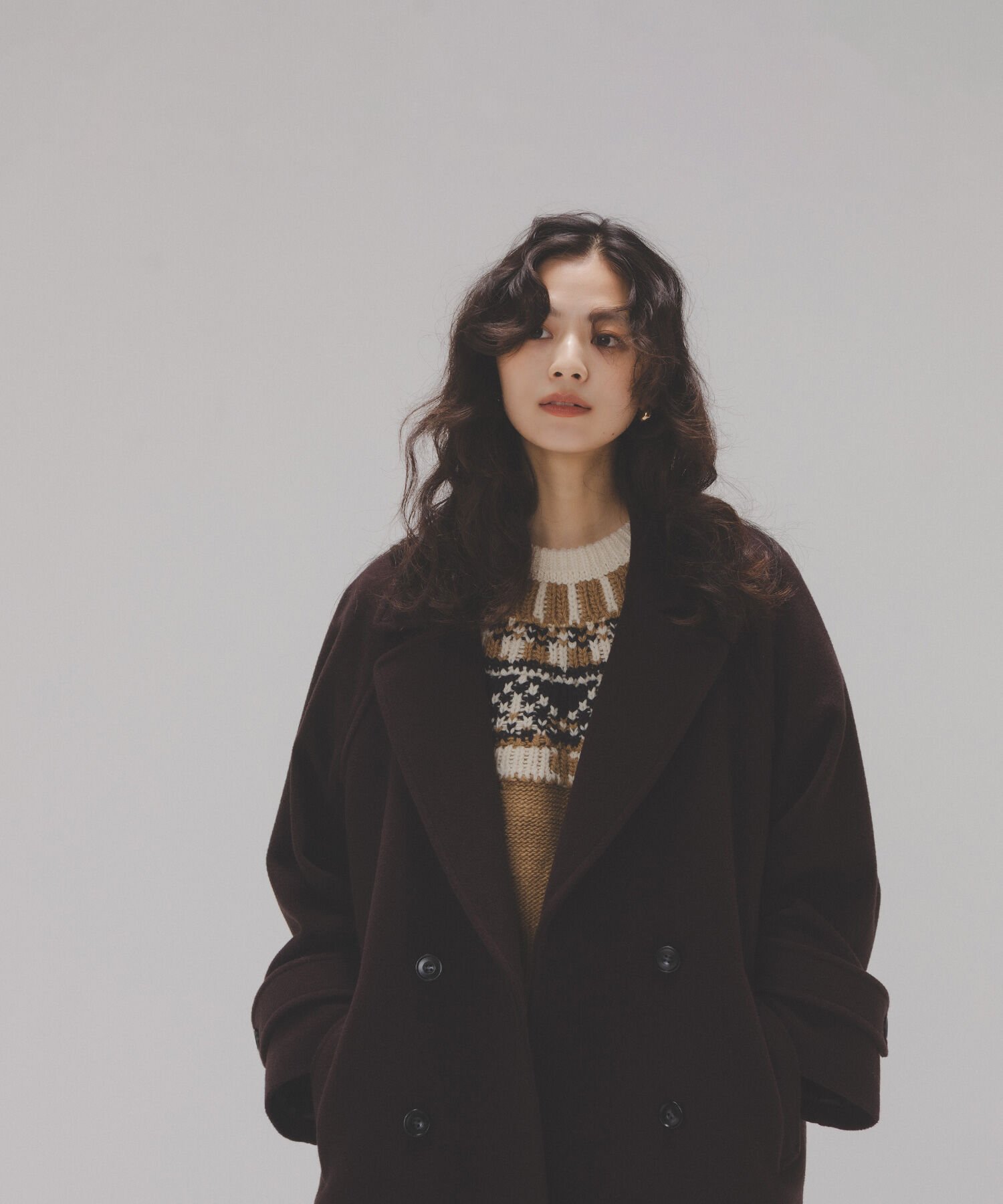  「ダブルブレストフォルムミドルコート」|ブルゾン・スタジャン|