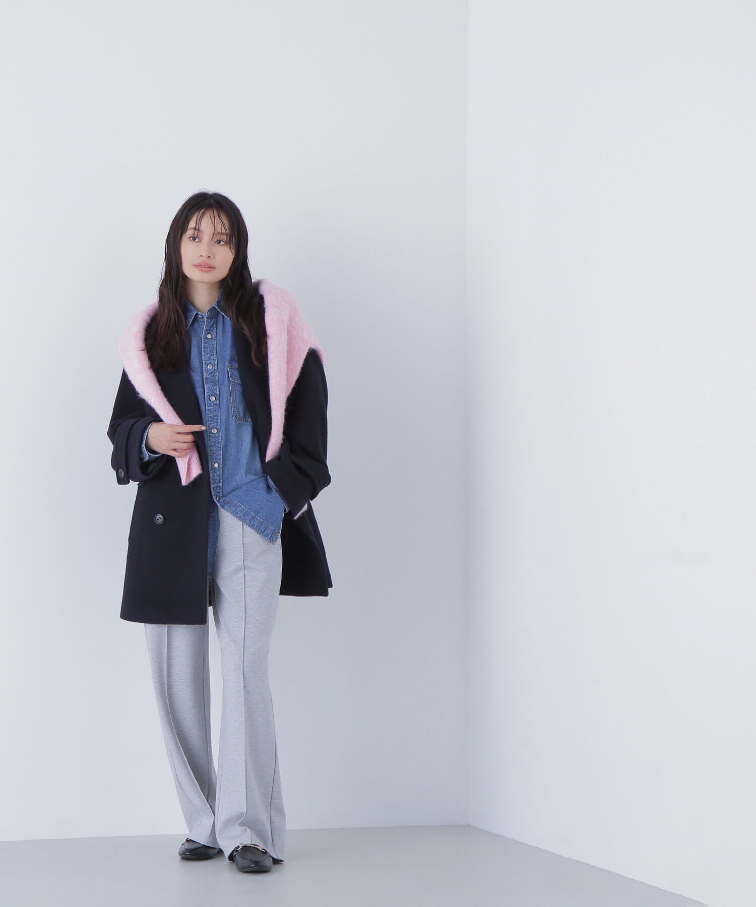  「ダブルブレストフォルムミドルコート」|ブルゾン・スタジャン|