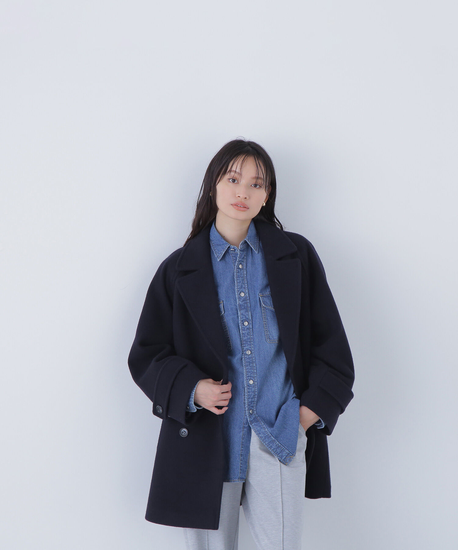  「ダブルブレストフォルムミドルコート」|ブルゾン・スタジャン|