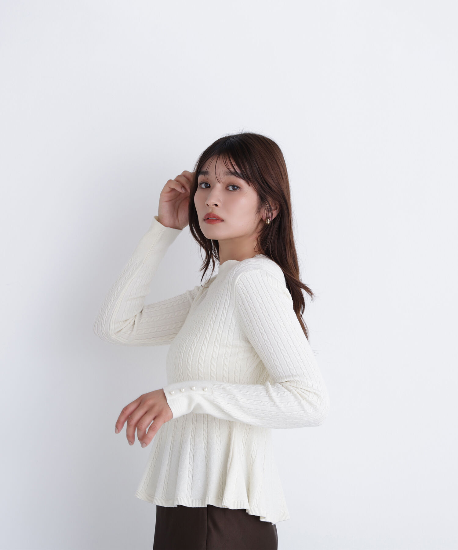  「ケーブルペプラムニット」|ニット・セーター|