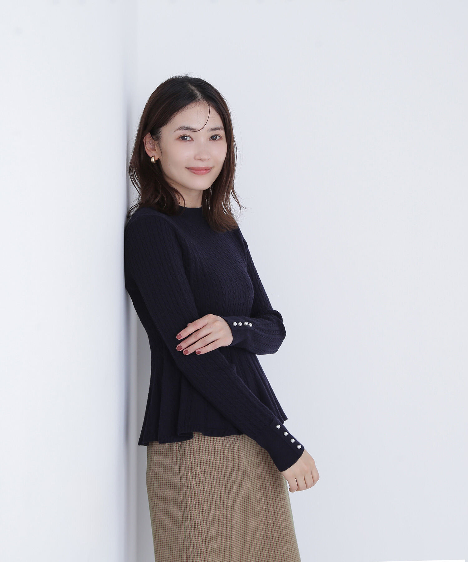  「ケーブルペプラムニット」|ニット・セーター|