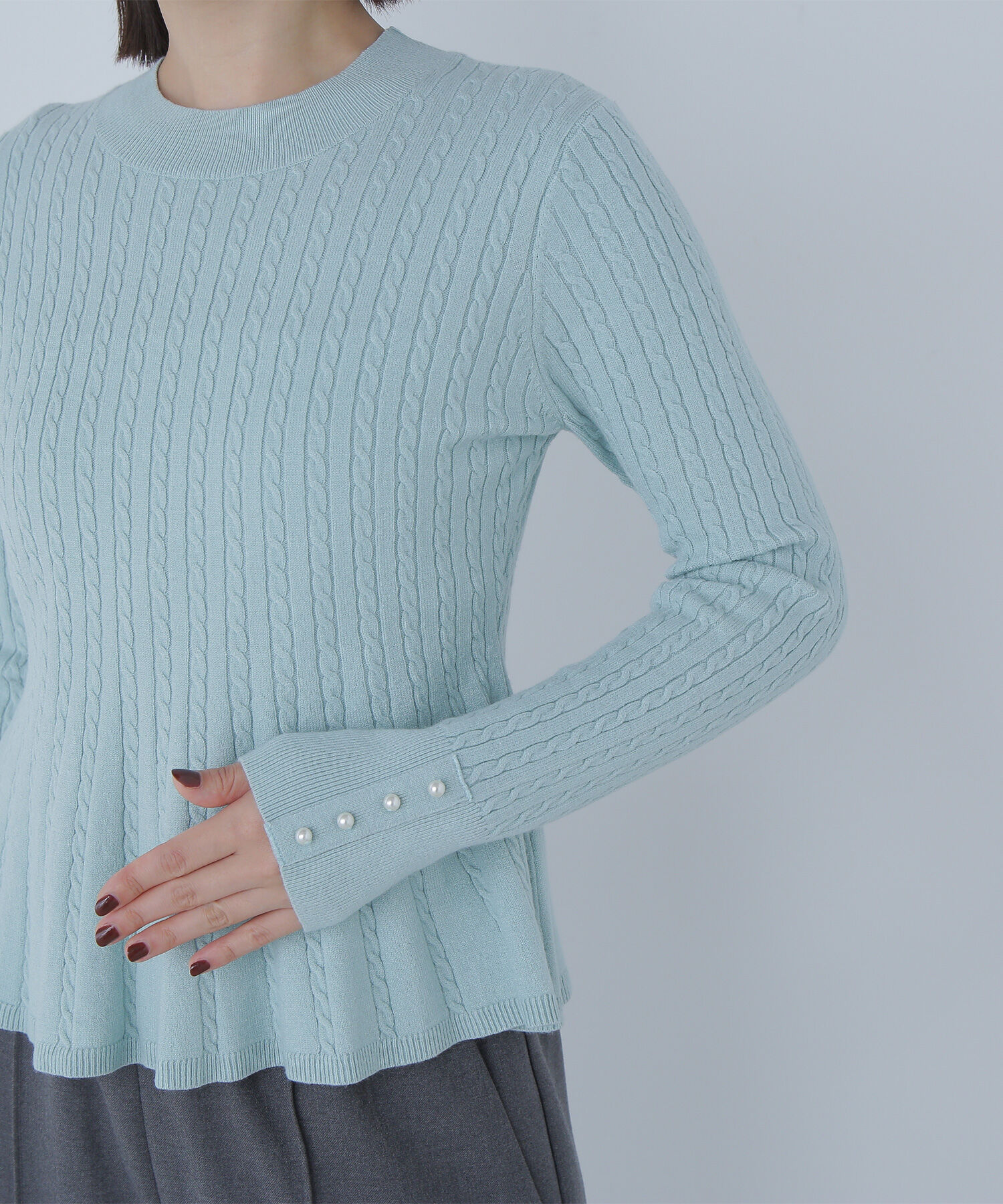  「ケーブルペプラムニット」|ニット・セーター|