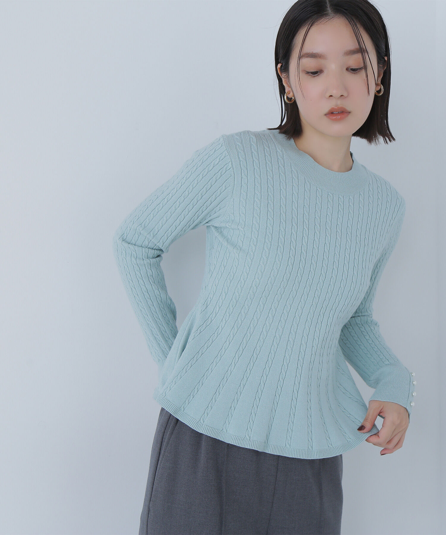  「ケーブルペプラムニット」|ニット・セーター|