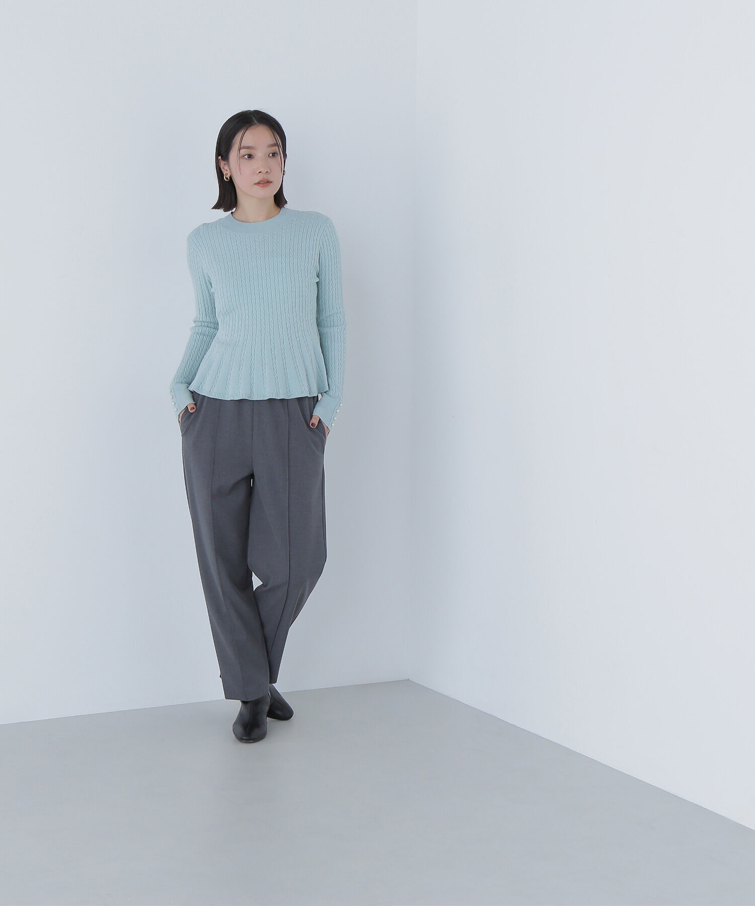  「ケーブルペプラムニット」|ニット・セーター|