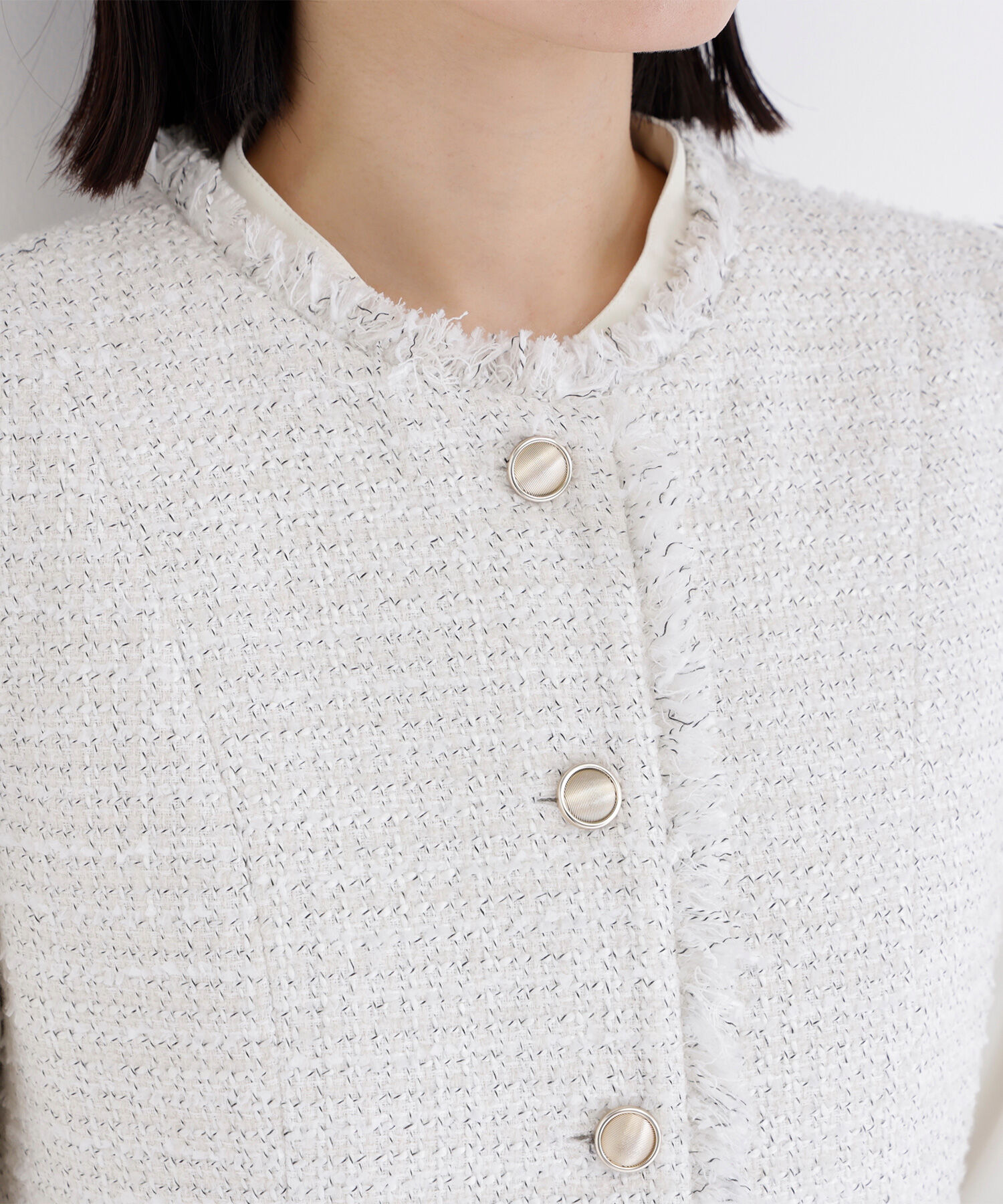  「ツイードシリーズ ペプラムジレ」|ブルゾン・スタジャン|