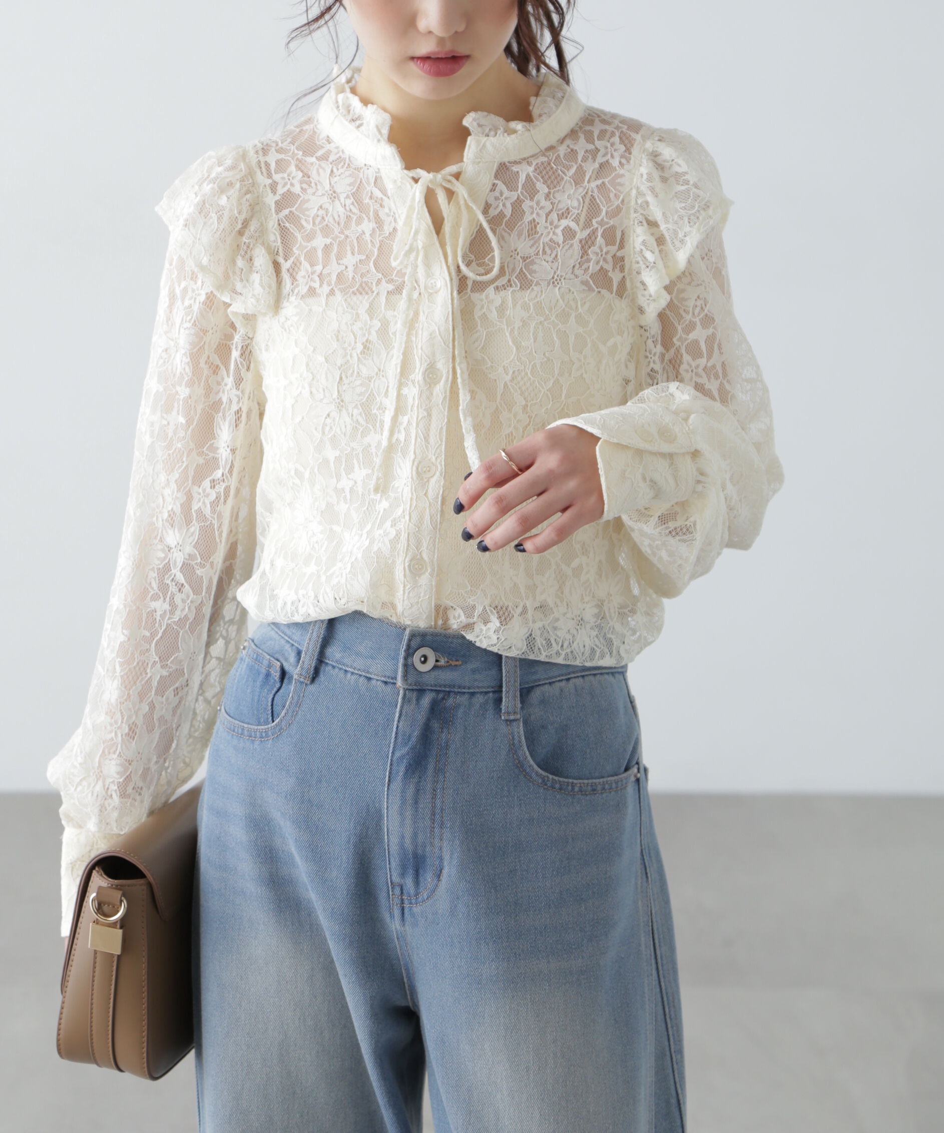  「スタンドフリルブラウス」|シャツ・ブラウス|ホワイトベー 1