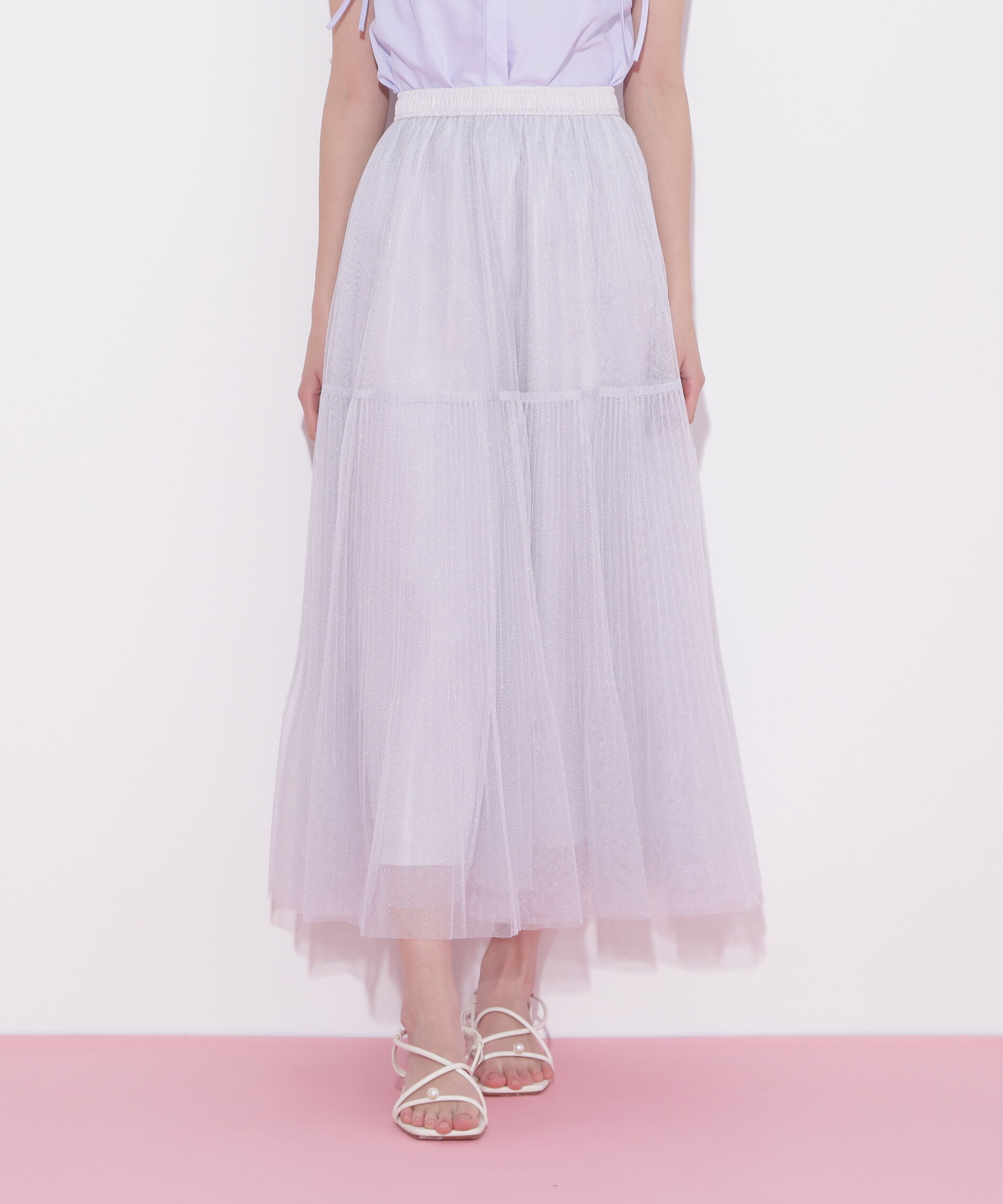  「ボリュームティアードチュールスカート」|スカート|オフホワイト