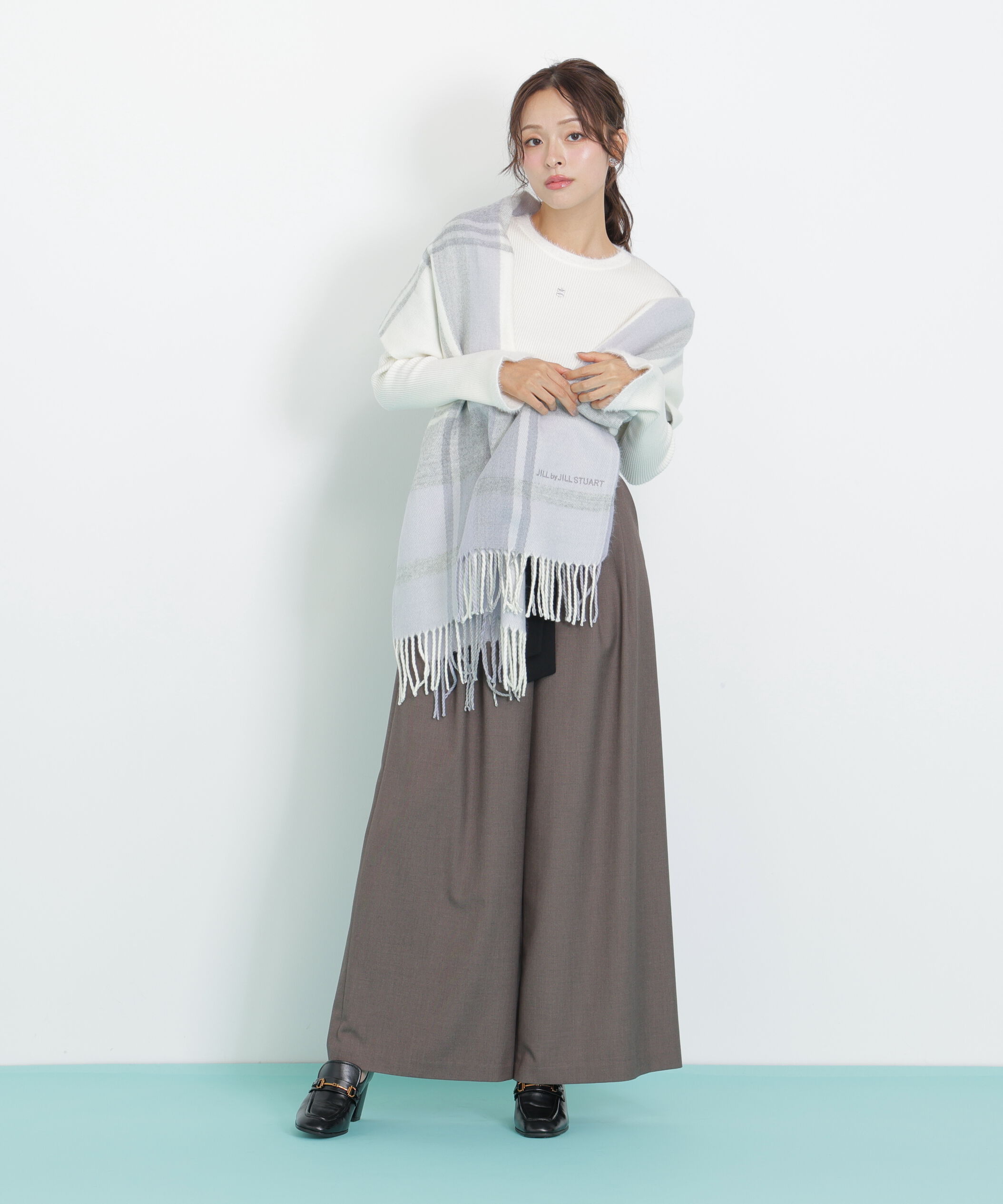  「エンブロイダリーロゴチェックストール」|バンダナ・スカーフ|