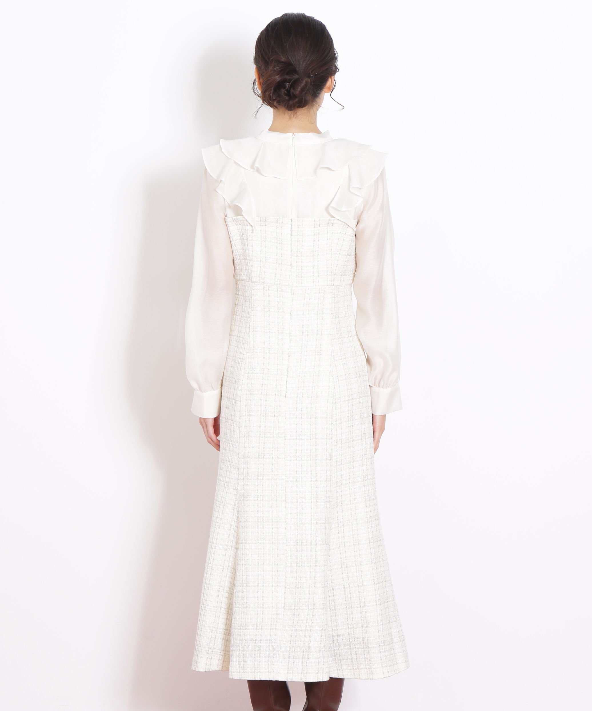  「ブラウスドッキングツィードワンピース」|ワンピース|