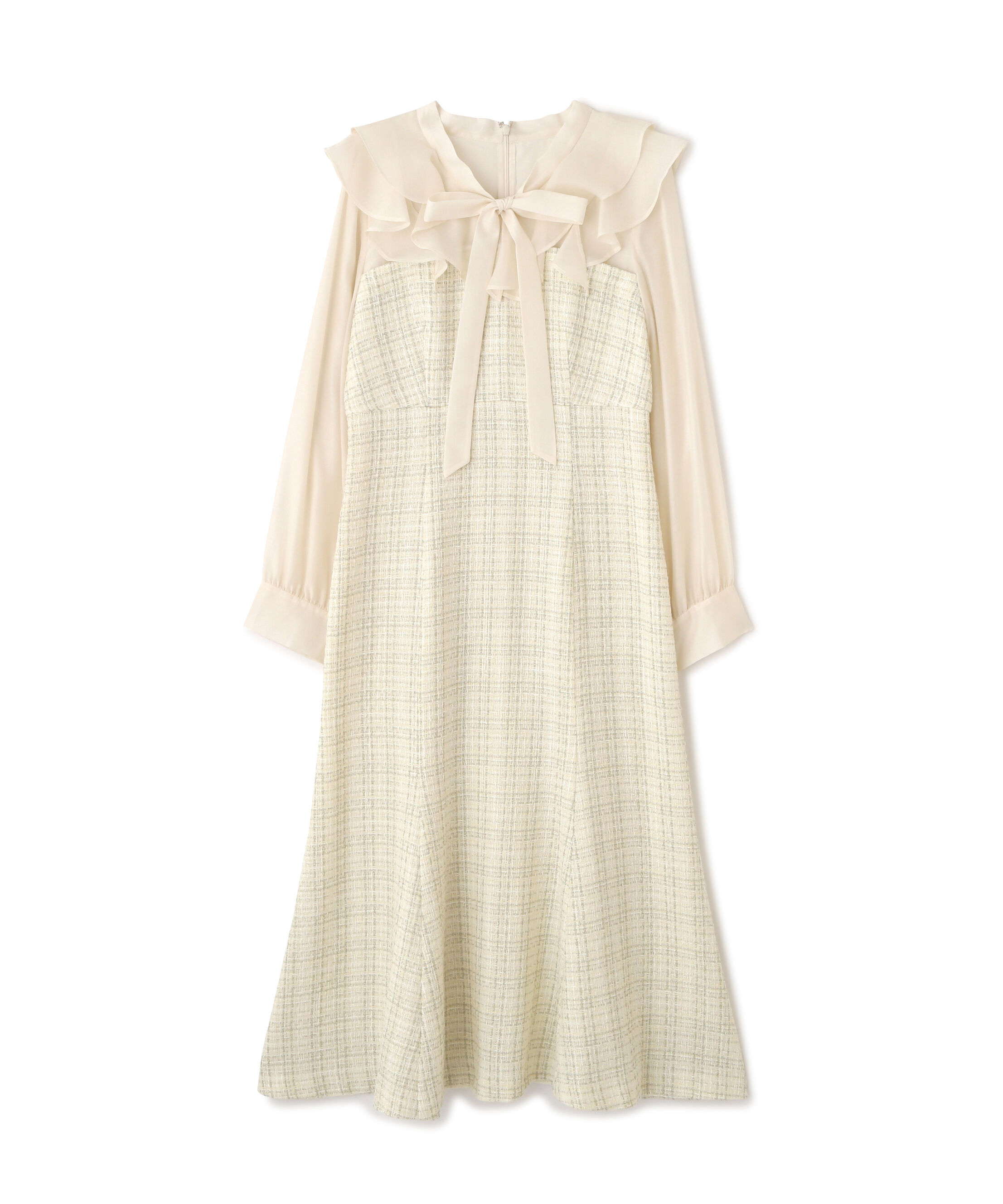  「ブラウスドッキングツィードワンピース」|ワンピース|