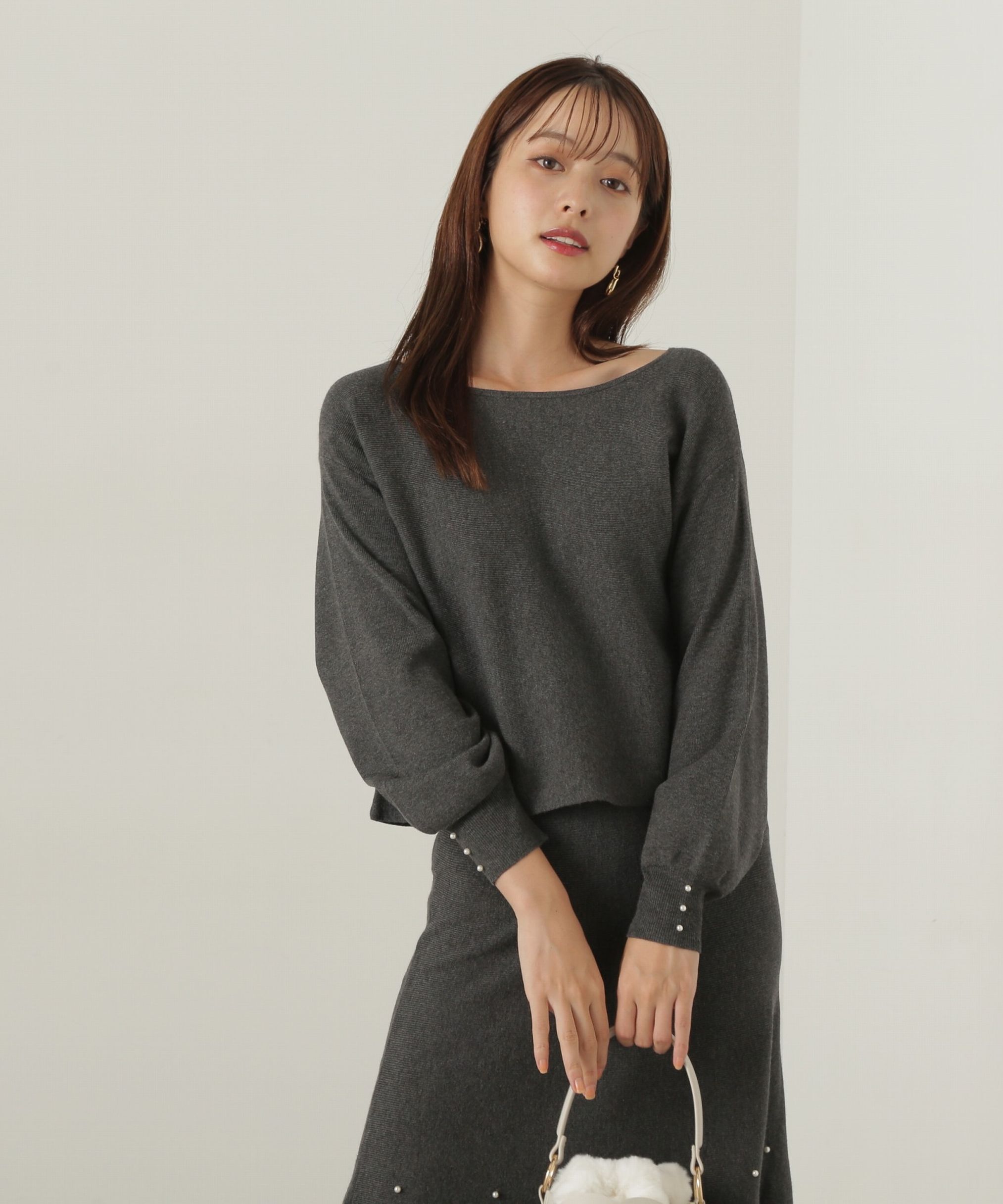 PROPORTION BODY DRESSING「パール付きニットアップ　24AW」|ワンピース|