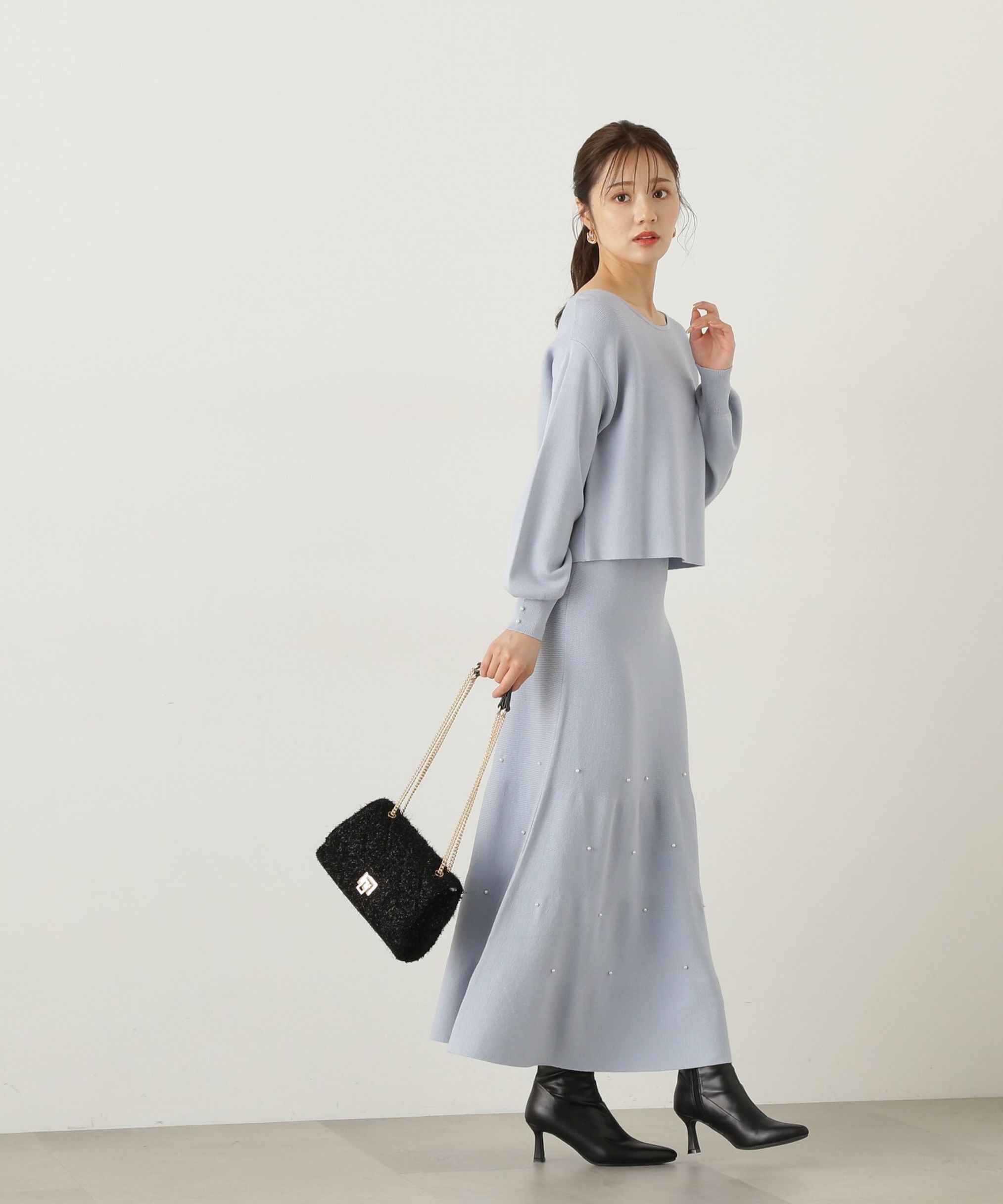 PROPORTION BODY DRESSING「パール付きニットアップ　24AW」|ワンピース|