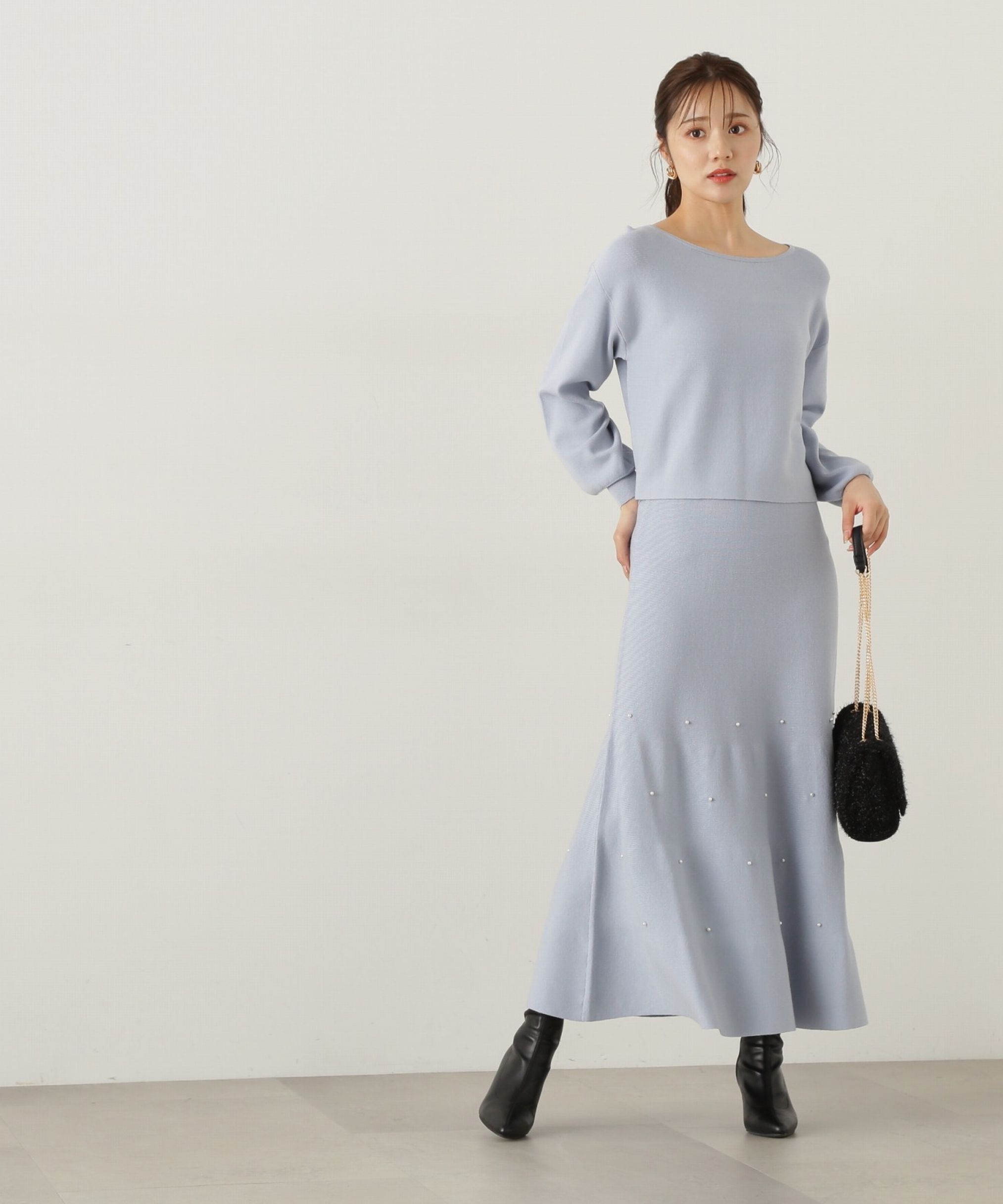 PROPORTION BODY DRESSING「パール付きニットアップ　24AW」|ワンピース|