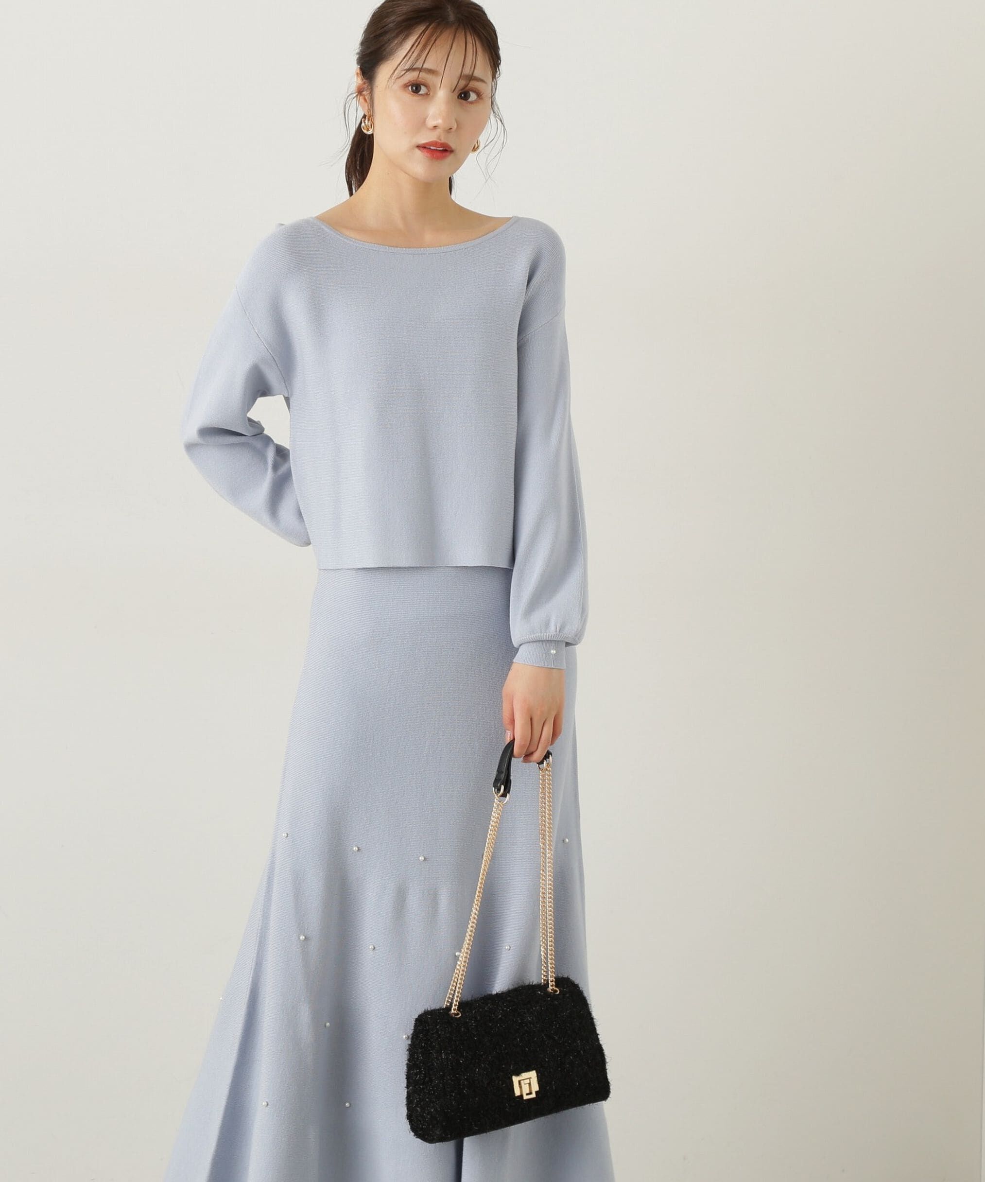 PROPORTION BODY DRESSING「パール付きニットアップ　24AW」|ワンピース|