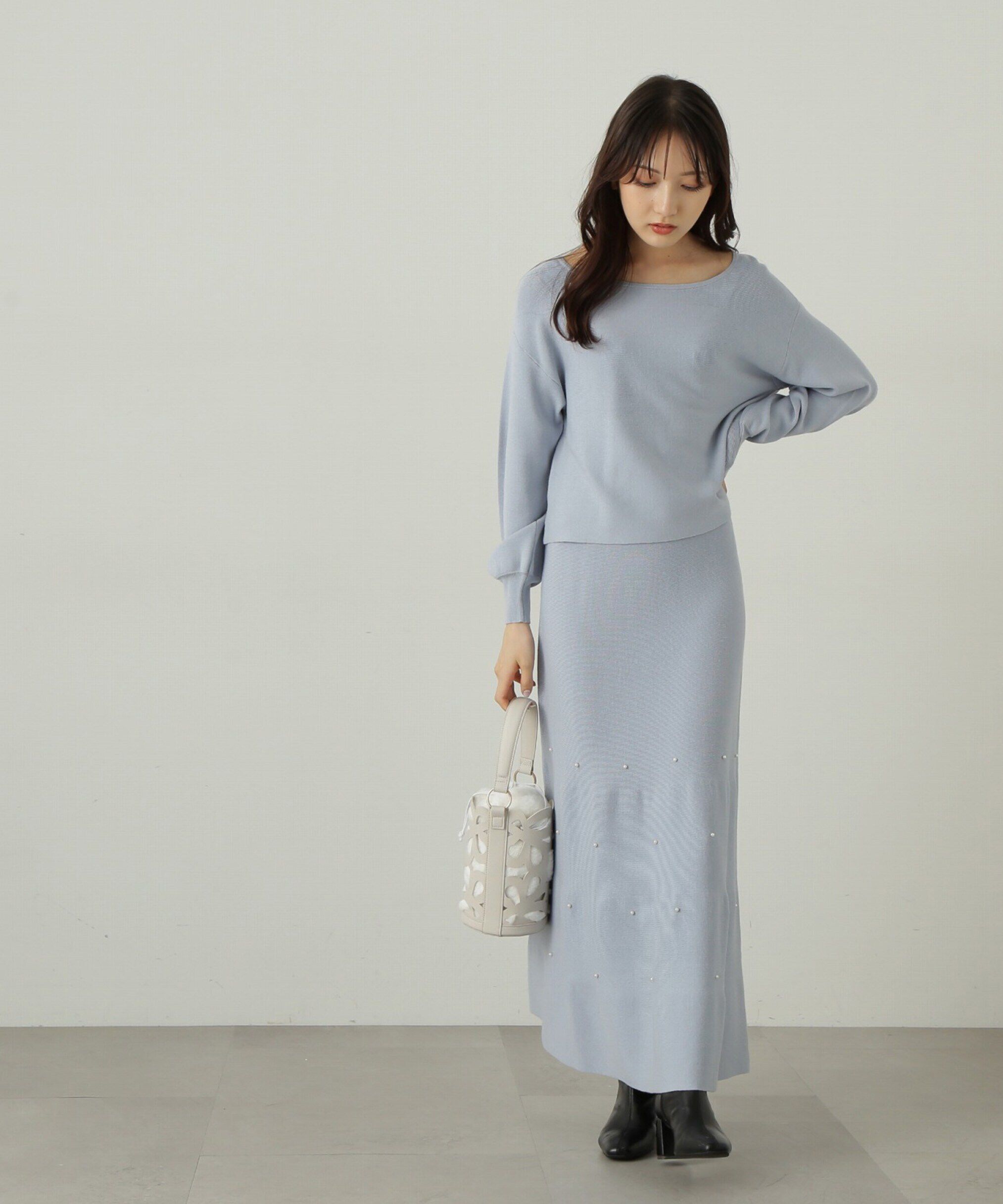 PROPORTION BODY DRESSING「パール付きニットアップ　24AW」|ワンピース|