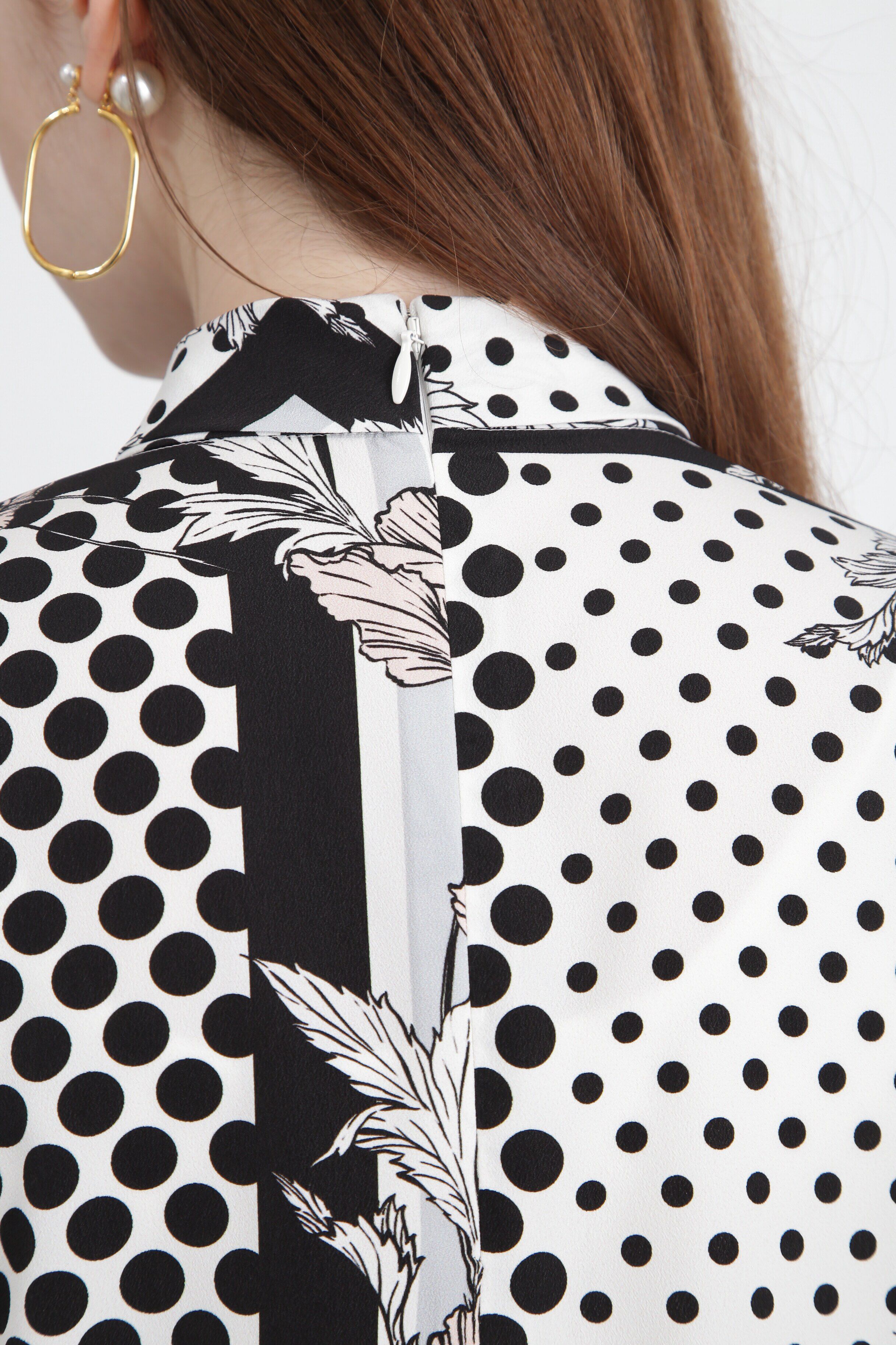  「◆ラインブロックフラワープリントブラウス」|シャツ・ブラウス|