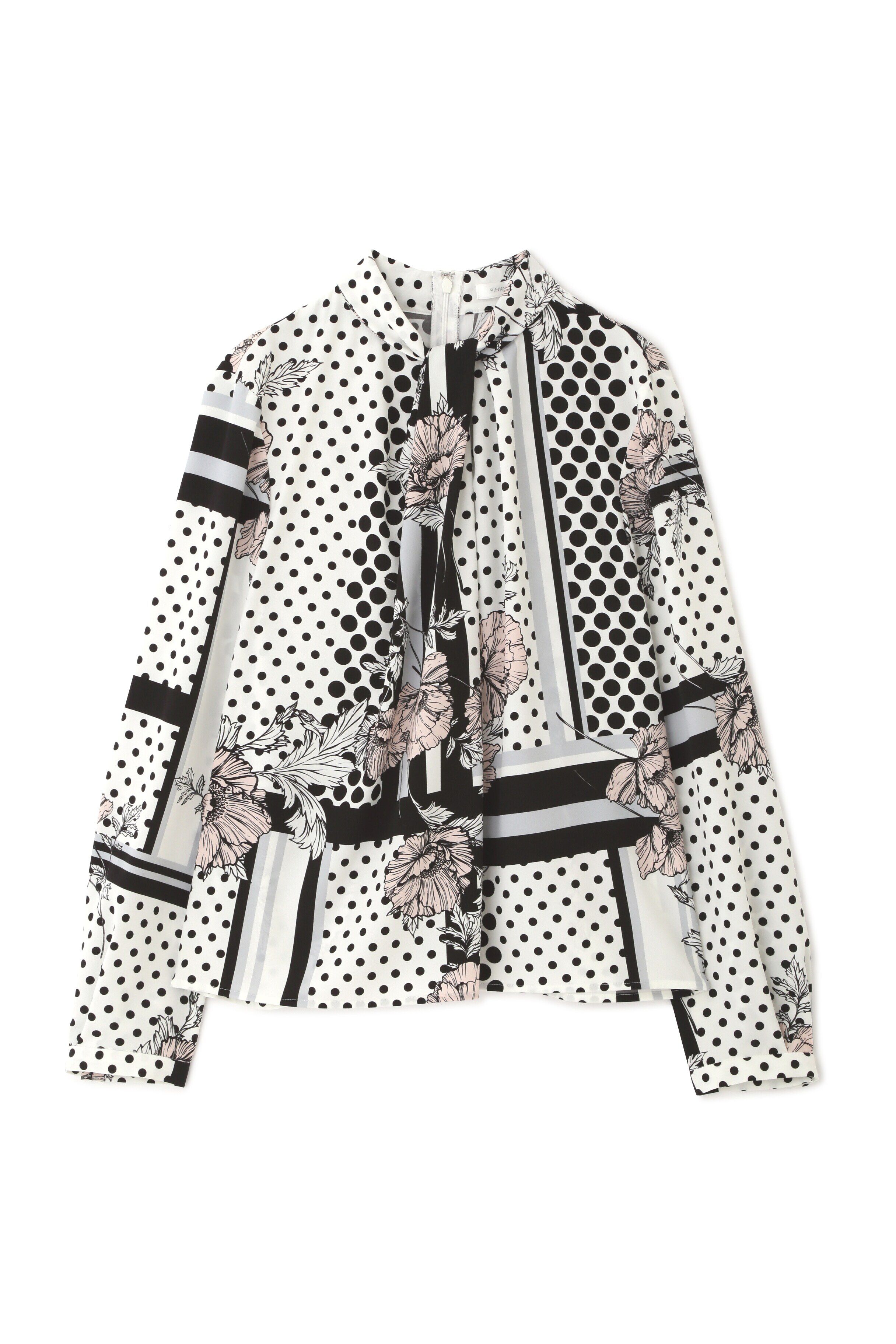  「◆ラインブロックフラワープリントブラウス」|シャツ・ブラウス|