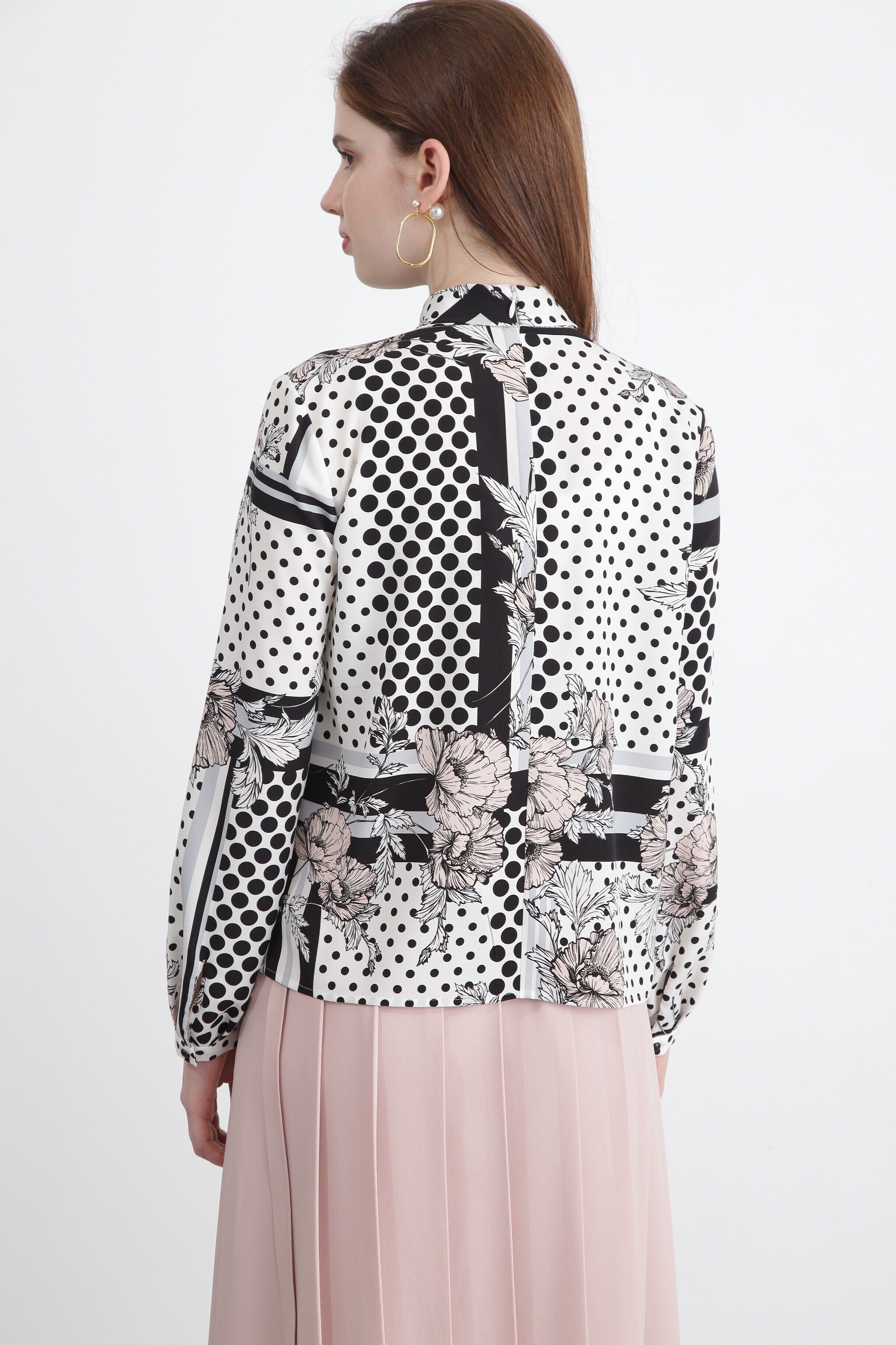  「◆ラインブロックフラワープリントブラウス」|シャツ・ブラウス|