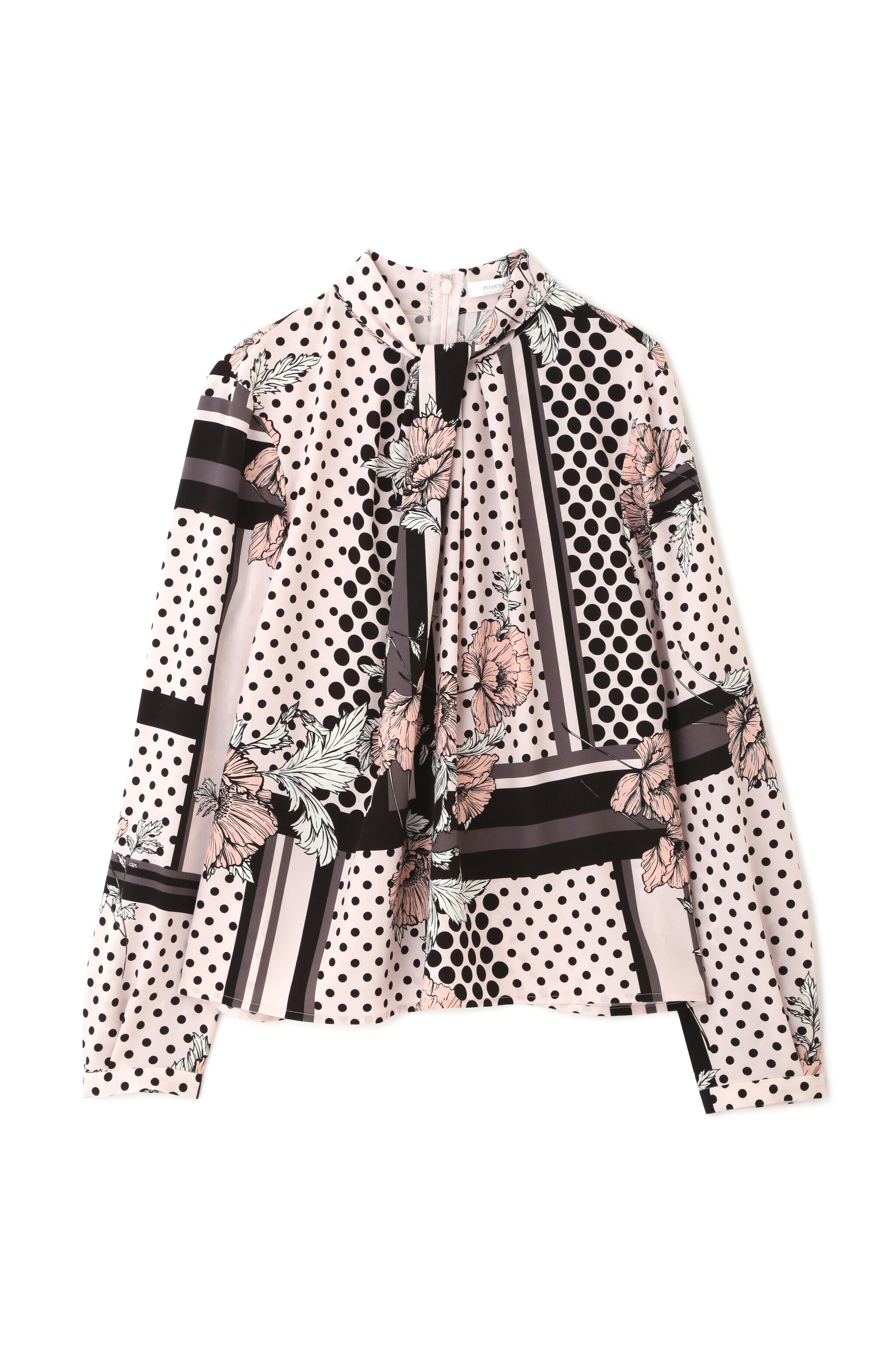  「◆ラインブロックフラワープリントブラウス」|シャツ・ブラウス|