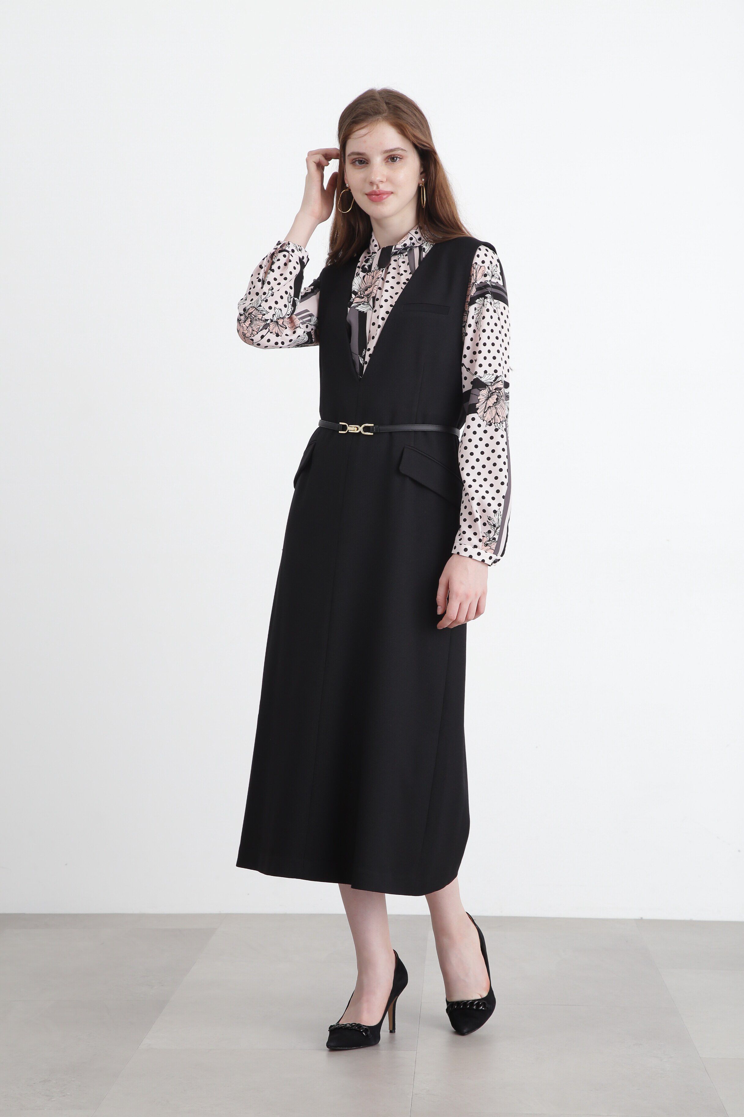  「◆ラインブロックフラワープリントブラウス」|シャツ・ブラウス|