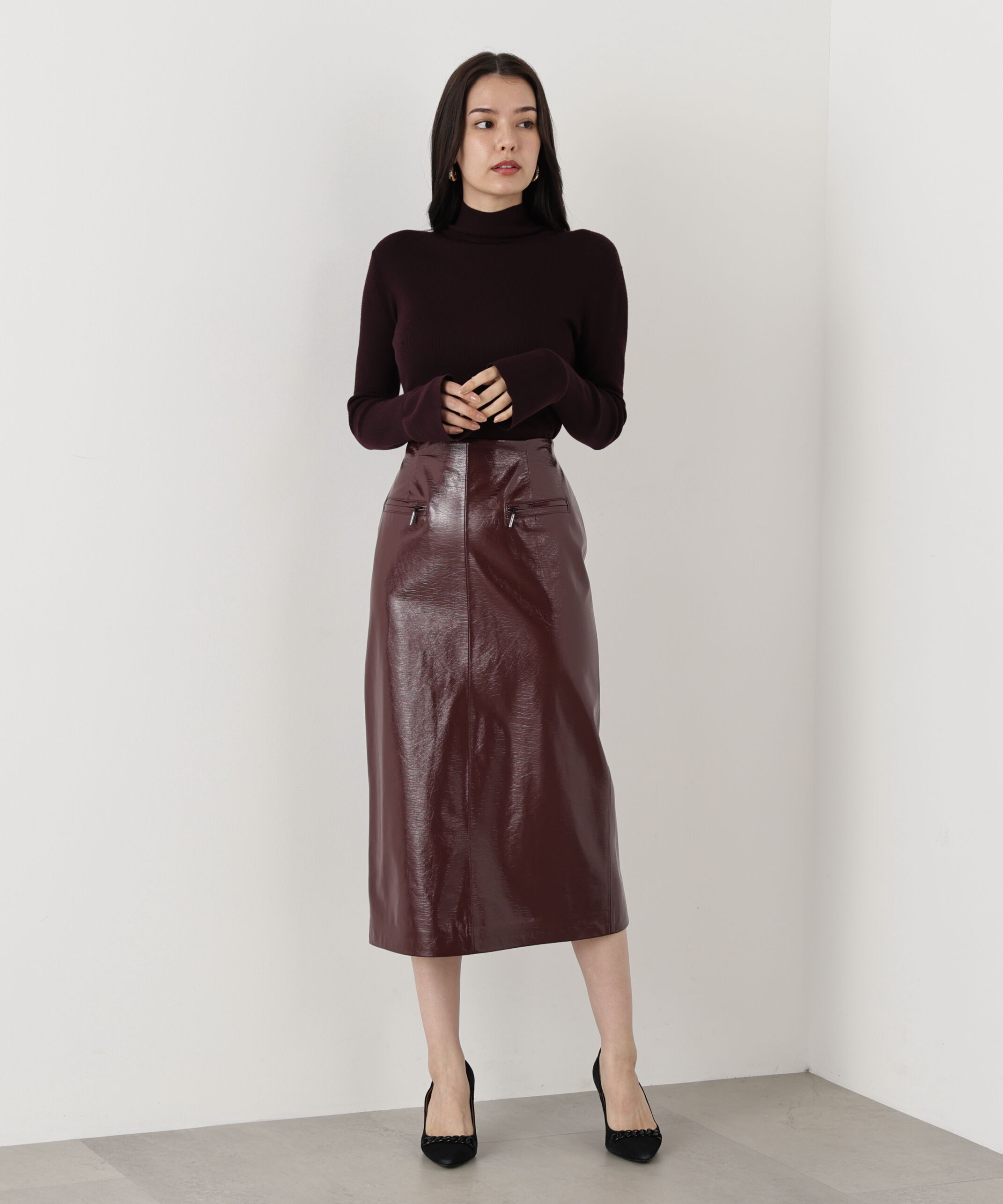  「◆ジップアクセントミディスカート」|スカート|