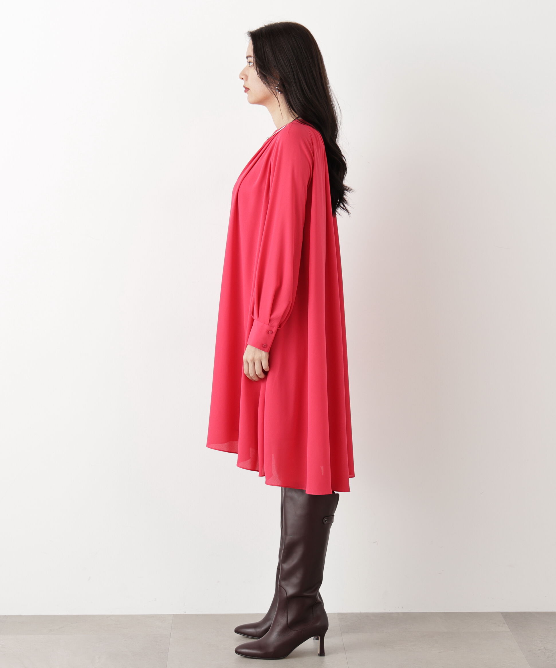  「◆タックフレアジョーゼットワンピース」|ワンピース|