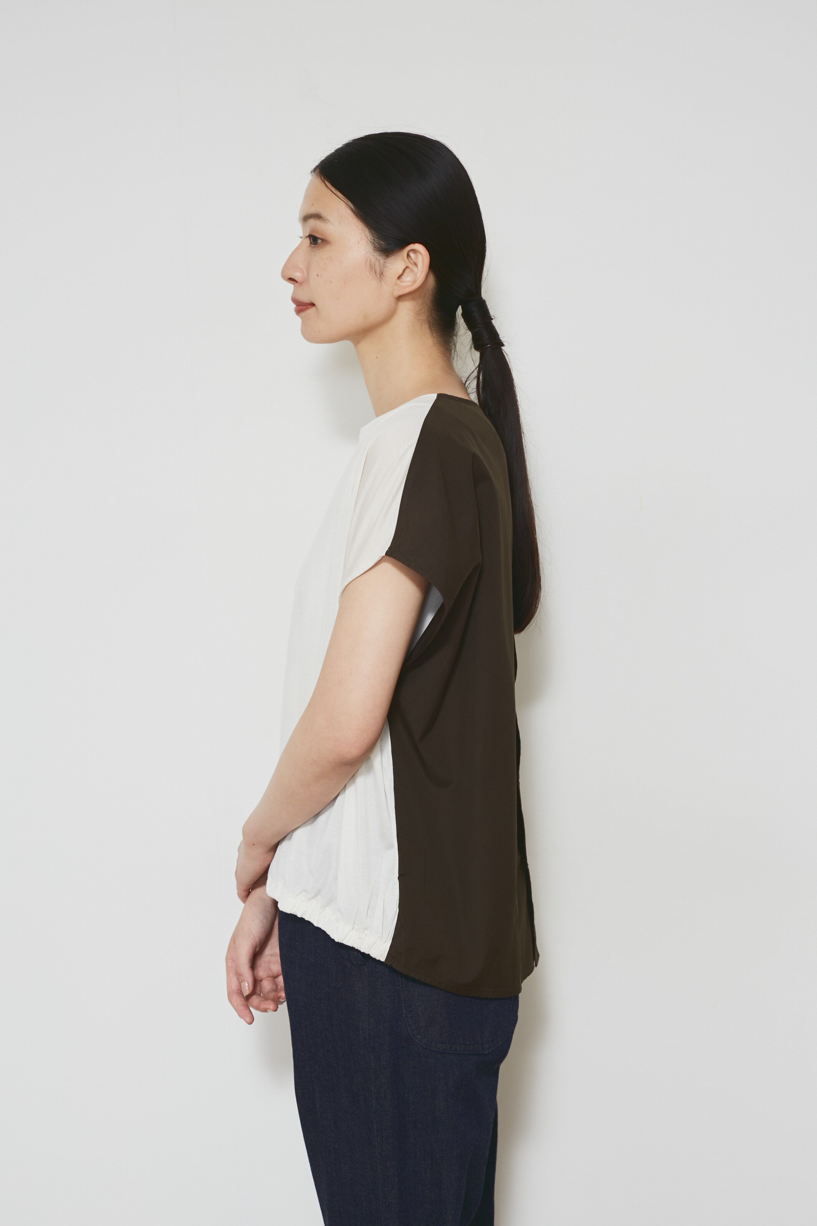  「◆布帛ドッキングカットソー」|Tシャツ・カットソー|