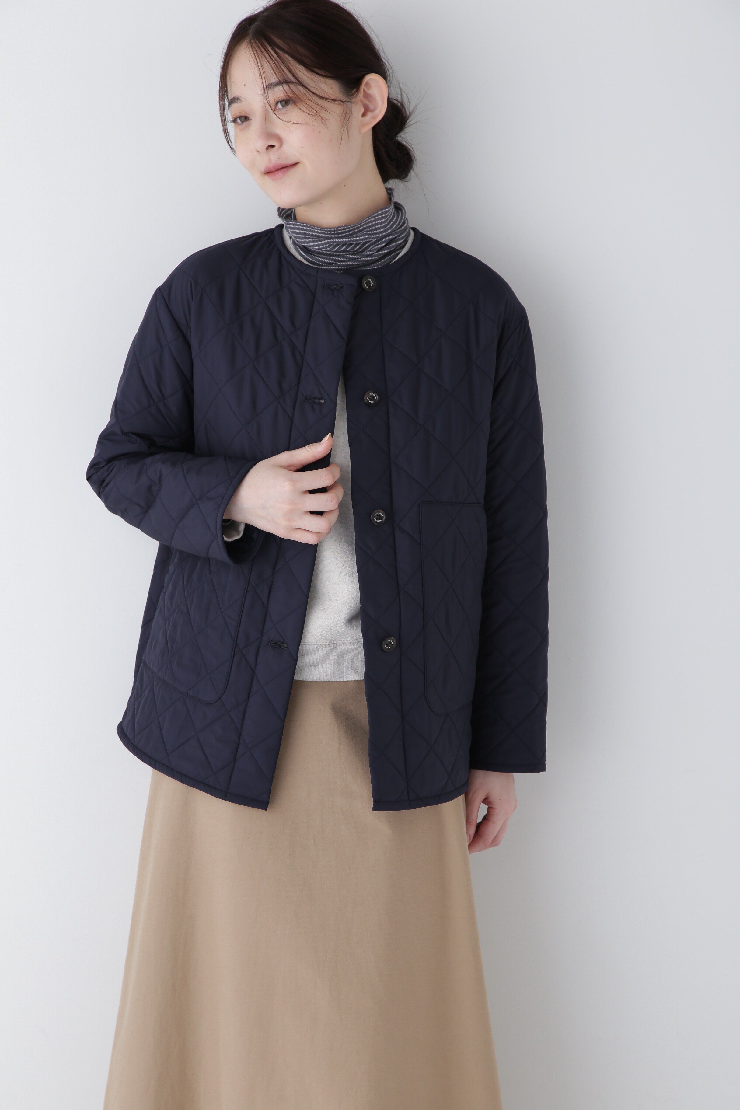  「◆タフタノーカラーキルティングジャケット」|ブルゾン・スタジャン|