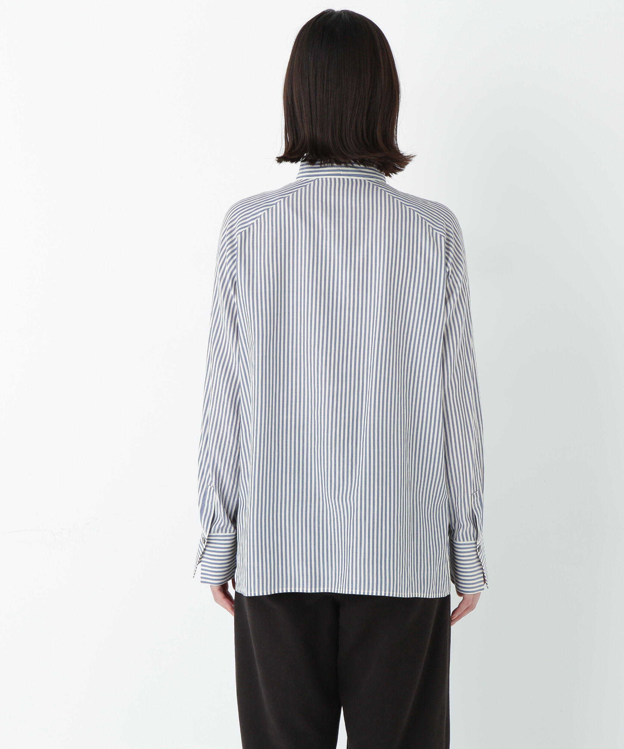  「ストライプローンハイネックシャツ」|シャツ・ブラウス|