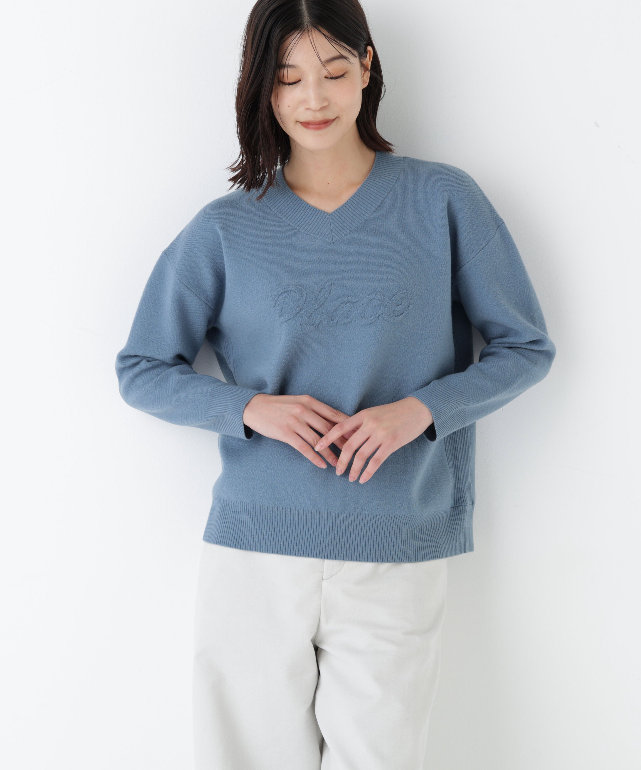  「◆レタードジャガードＶネックニット」|ニット・セーター|