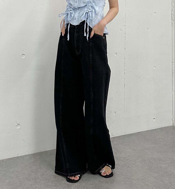 archives「リボン刺繍ワイドデニム／」|デニム|BLACK