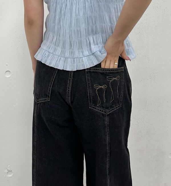 archives「リボン刺繍ワイドデニム／」|デニム|