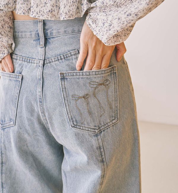 archives「リボン刺繍ワイドデニム／」|デニム|