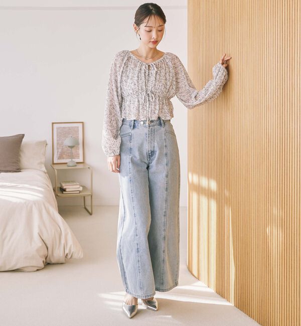 archives「リボン刺繍ワイドデニム／」|デニム|