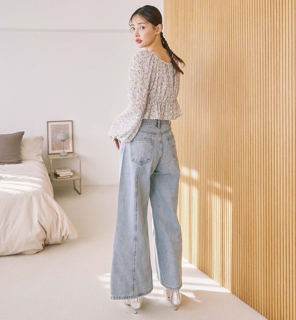archives「リボン刺繍ワイドデニム／」|デニム|