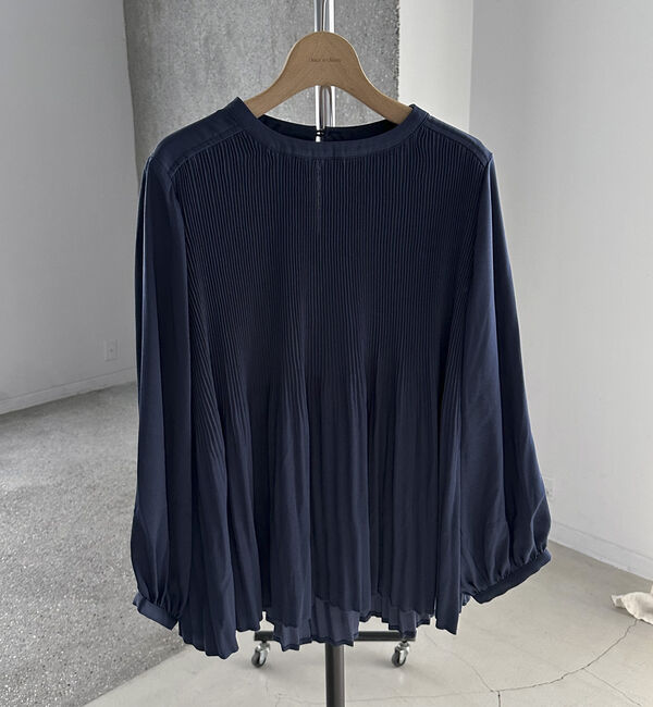 Doux archives「プリーツフレアブラウス」|シャツ・ブラウス|NAVY