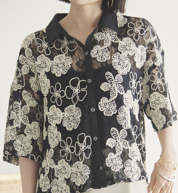Doux archives「コードレースクロップドシャツ」|シャツ・ブラウス|