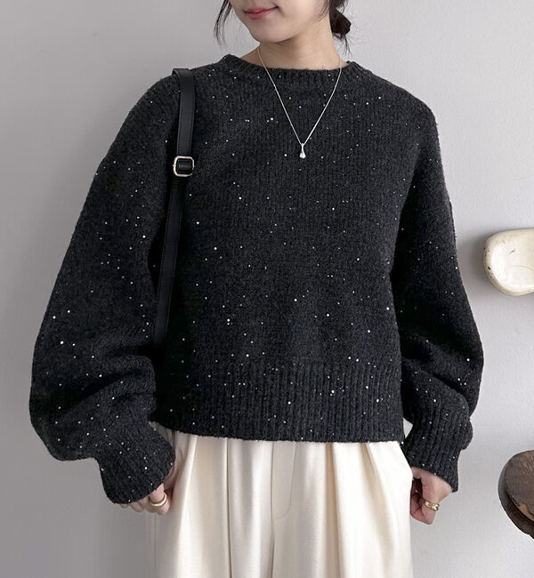 Doux archives「スパンコールショートニットプルオーバー」|ニット・セーター|