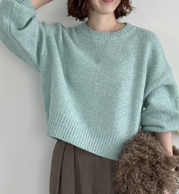 Doux archives「スパンコールショートニットプルオーバー」|ニット・セーター|