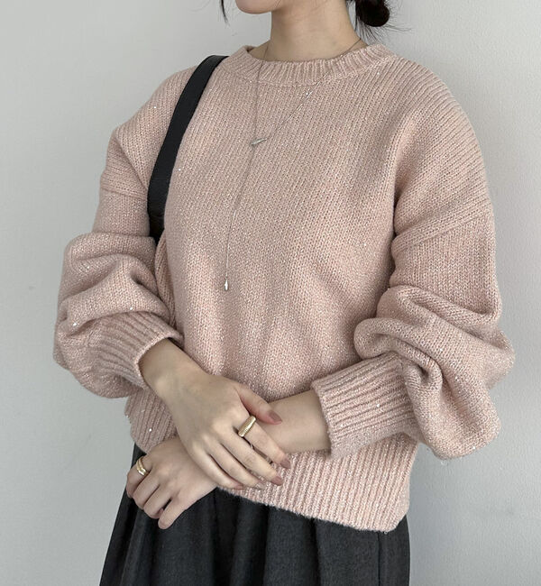 Doux archives「スパンコールショートニットプルオーバー」|ニット・セーター|