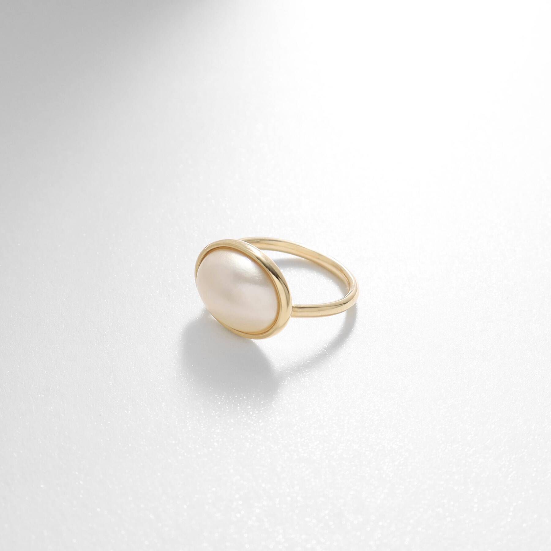 COCOSHNIK「K10マベパール横オーバル リング」|リング|イエローゴールド(1